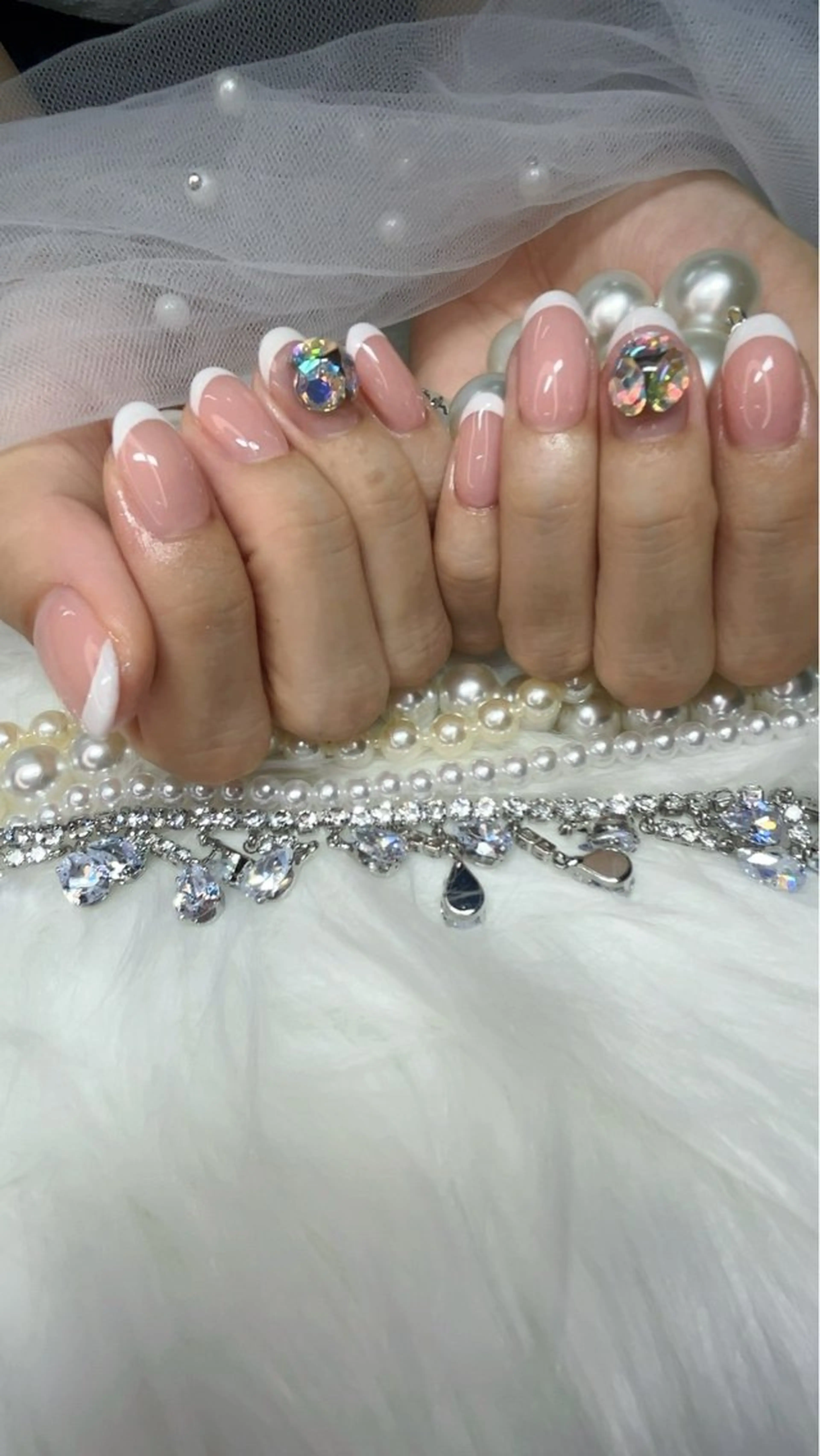 ネイル フレンチネイル キラキラネイル my nail plus野江内代のネイルデザイン