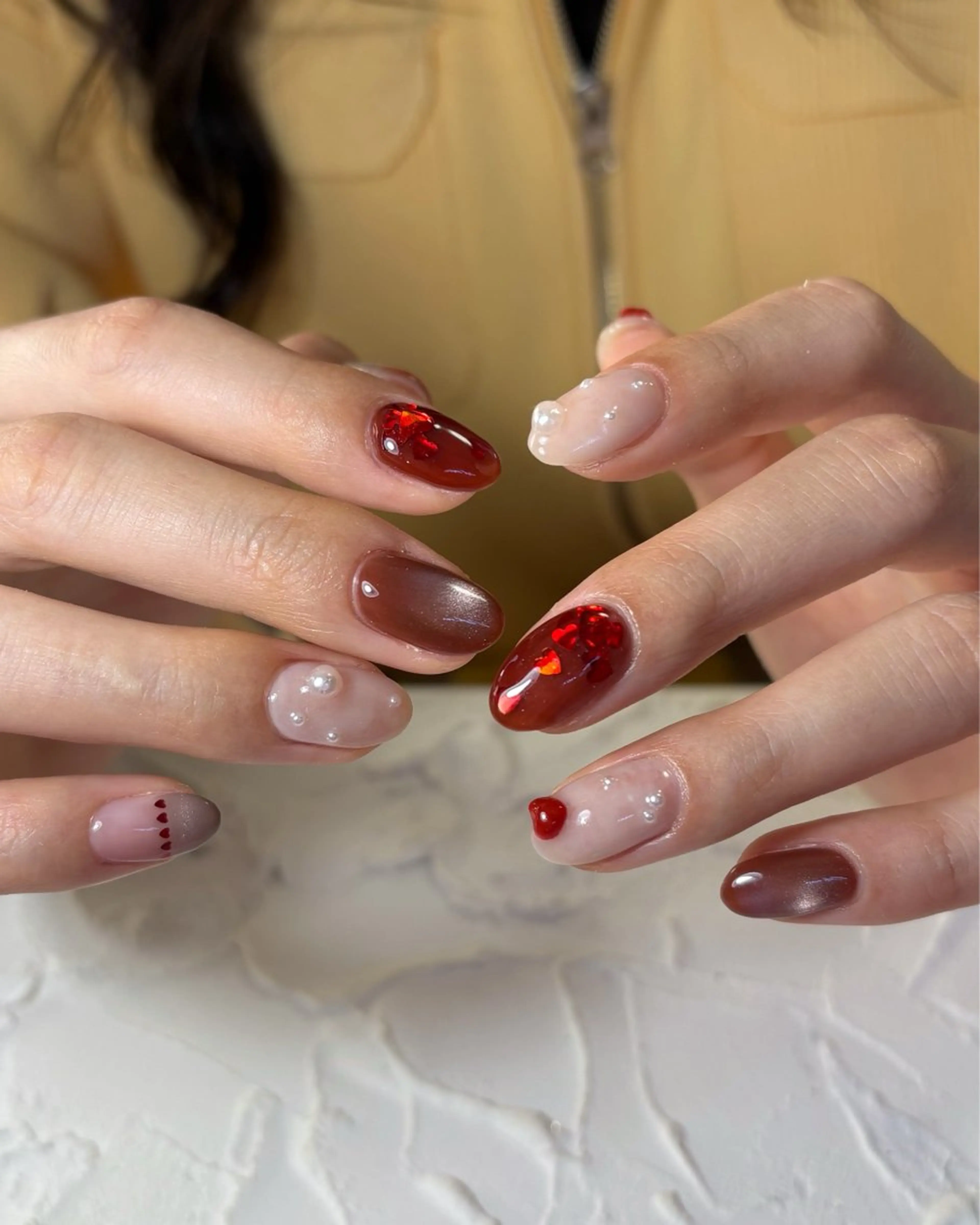 ネイル バレンタイン ハンドネイル Lofinails ちひろのネイルデザイン