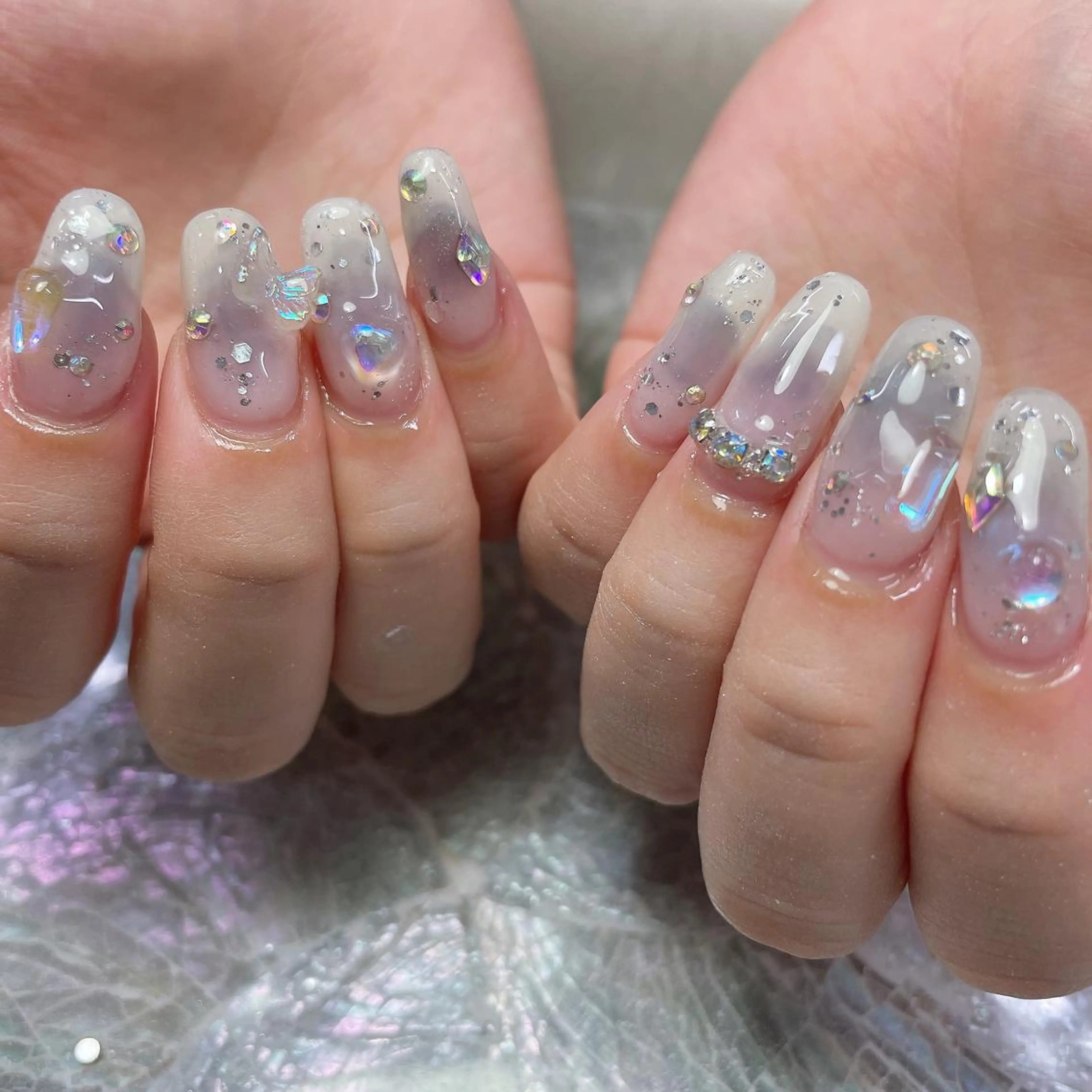 ネイル ブルー チークネイル private EMILIA/横浜のネイルデザイン