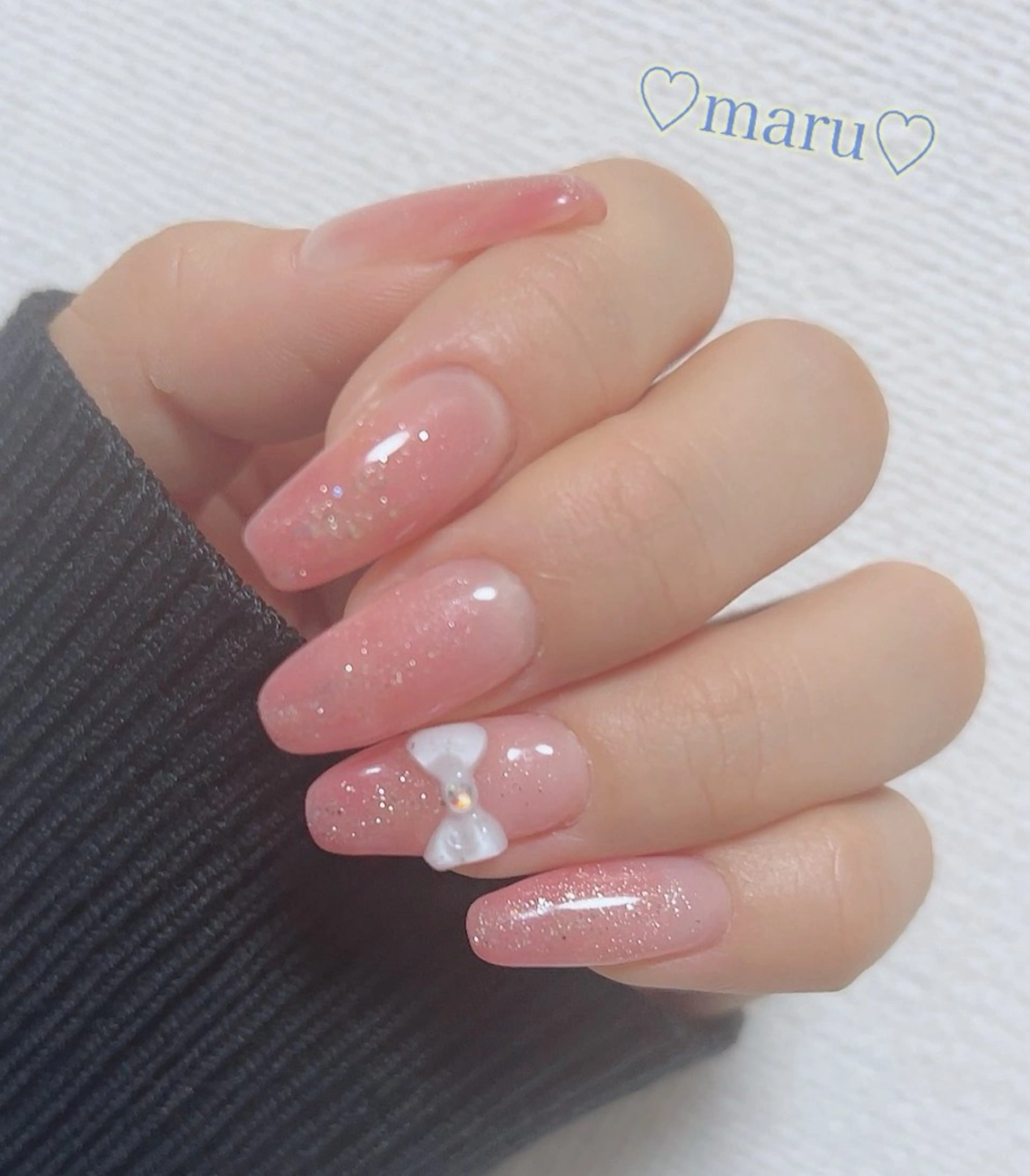 ネイル リボン ハンドネイル フットネイル まるみ ♡のネイルデザイン