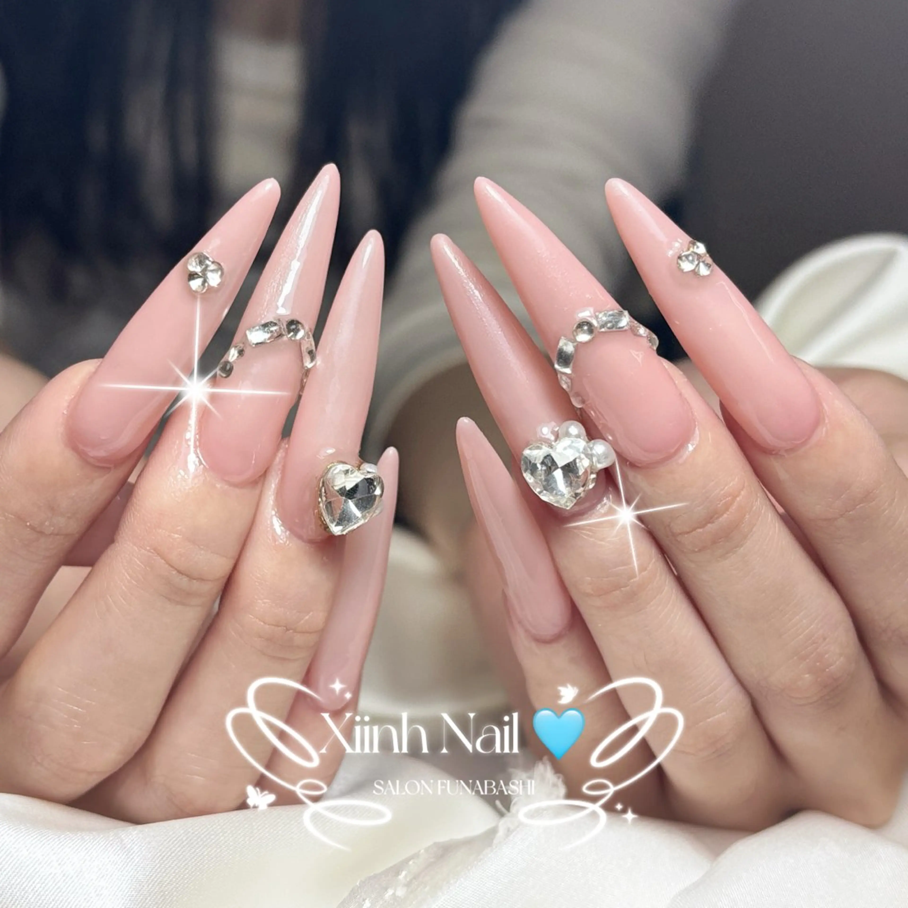 ネイル チークネイル 桜ネイル 長さ出し フットネイル ジェルネイル ハンドネイル XIINH NAIL SALONのネイルデザイン