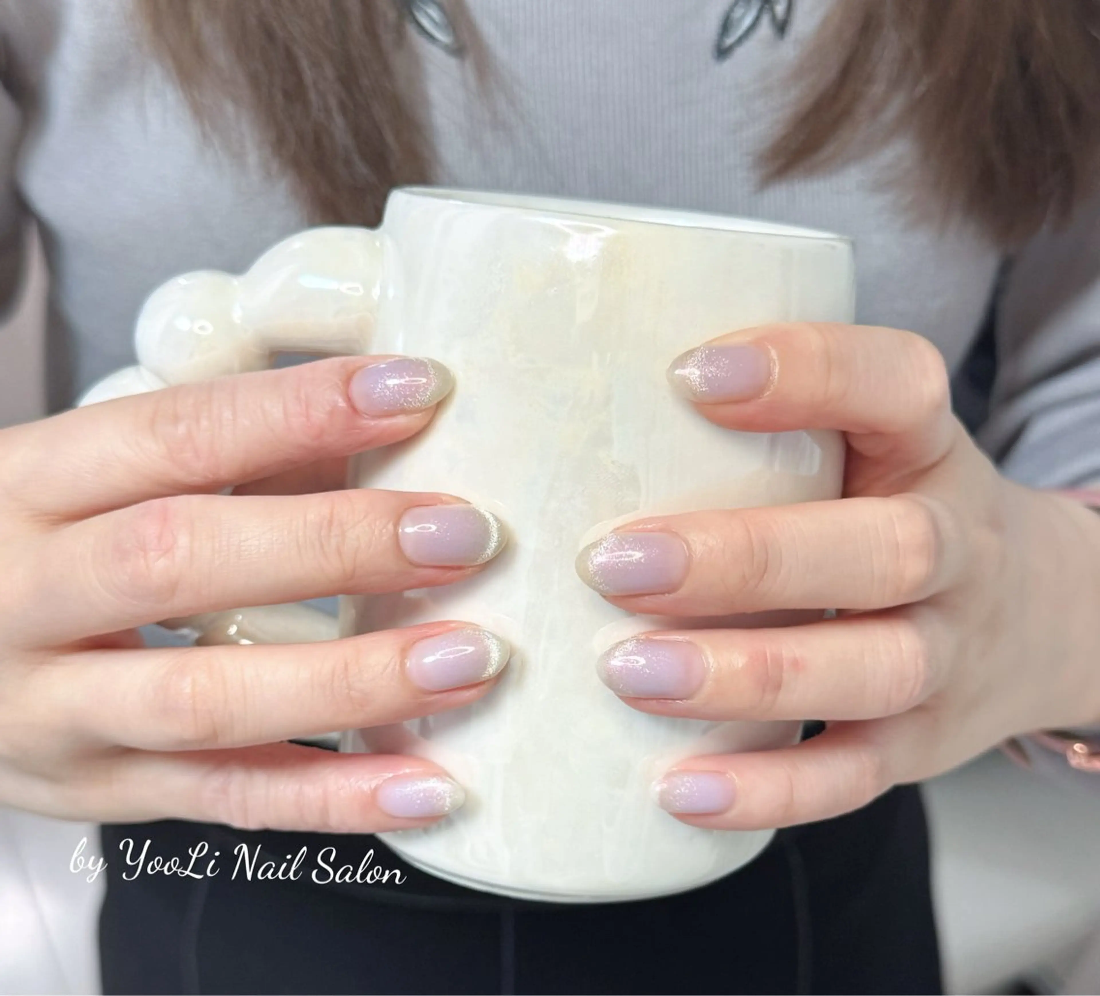 ネイル アートネイル オーロラネイル チークネイル フレンチネイル ガラスフレンチ ハンドネイル 🎀🎀YooLi Nail Salonのネイルデザイン