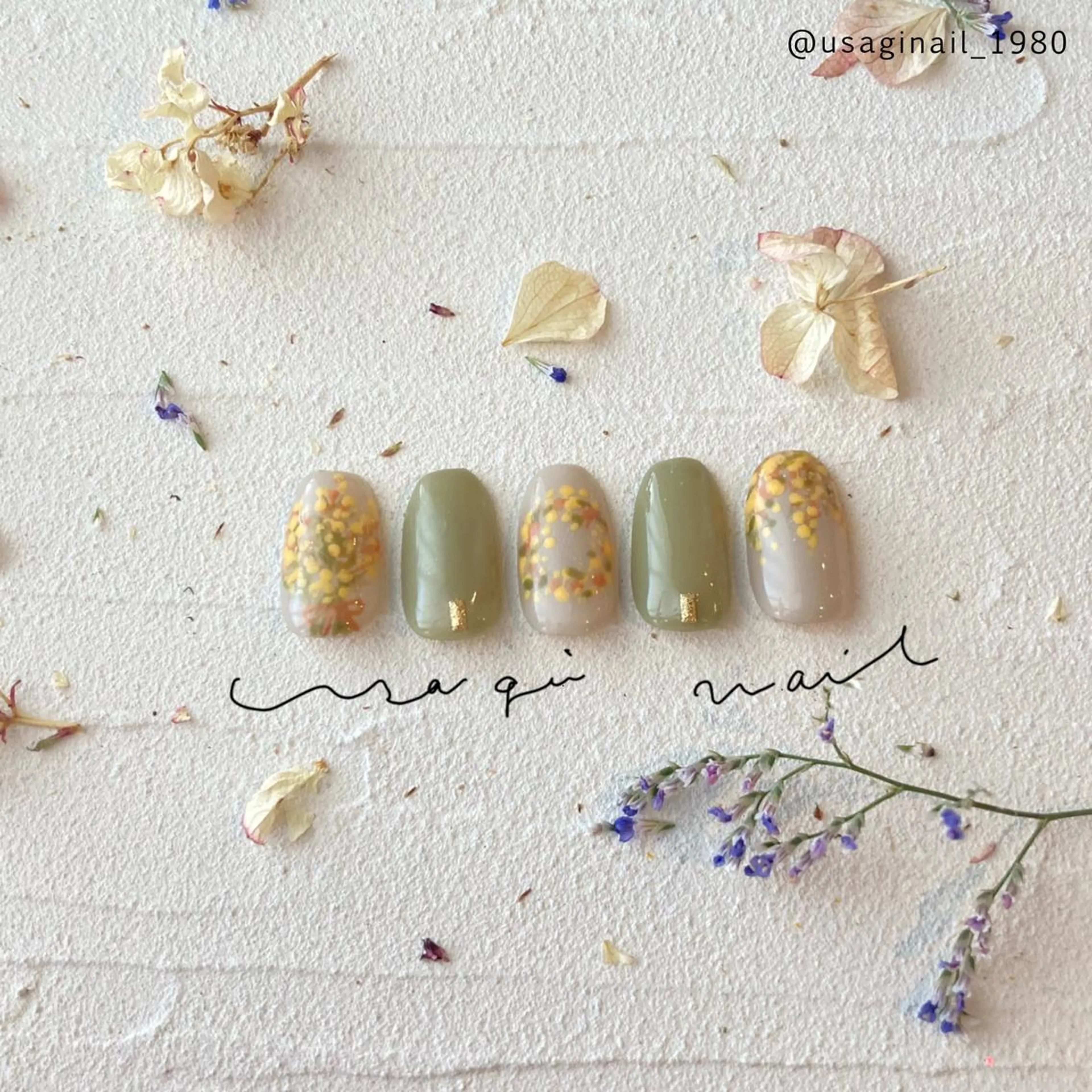ネイル アートネイル フラワーネイル ニュアンスネイル ショートネイル 春ネイル ハンドネイル usagi nailのネイルデザイン