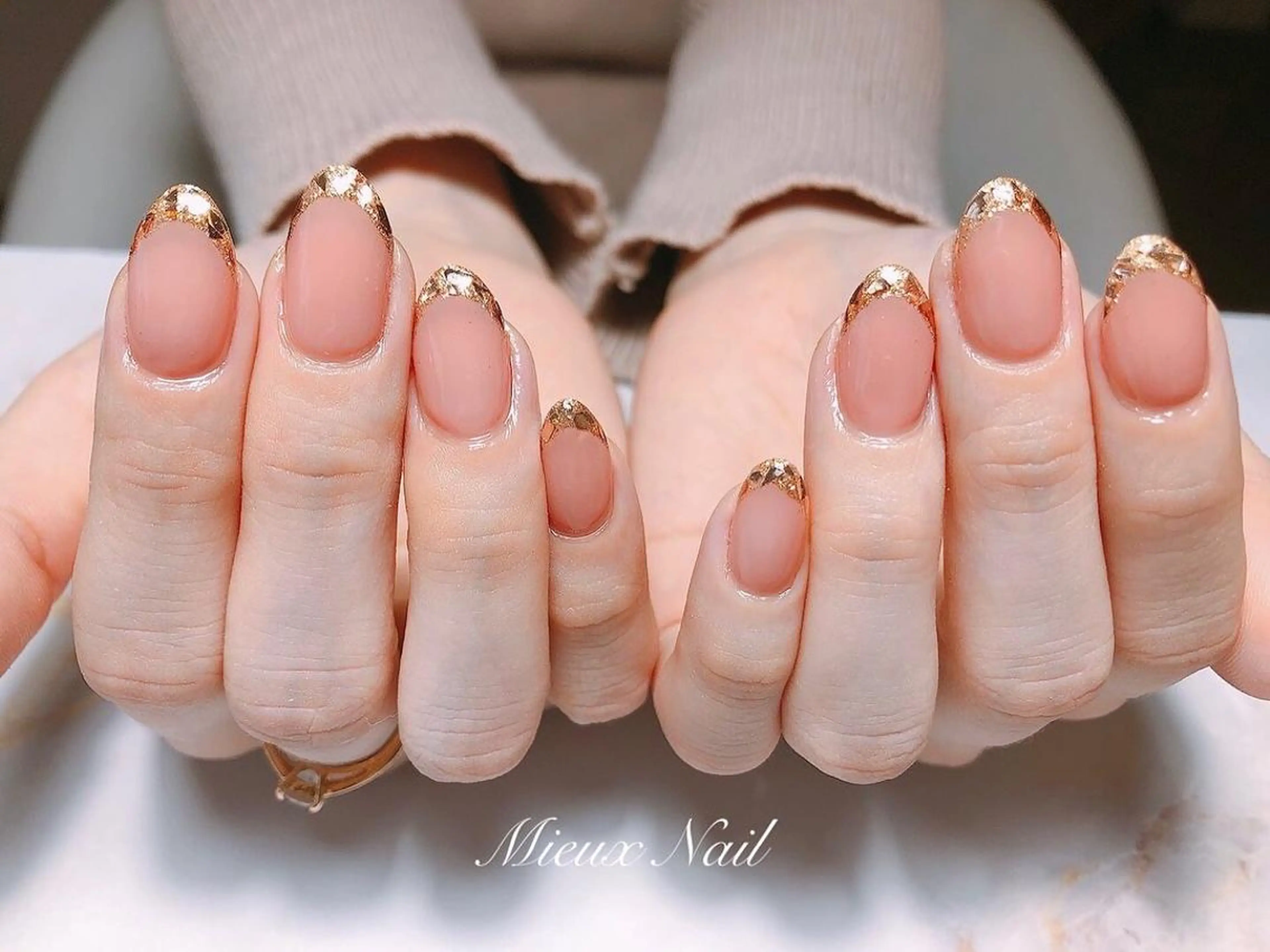 ネイル フレンチネイル ガラスフレンチ オフィスネイル シンプルネイル ハンドネイル 市川 麻衣子のネイルデザイン