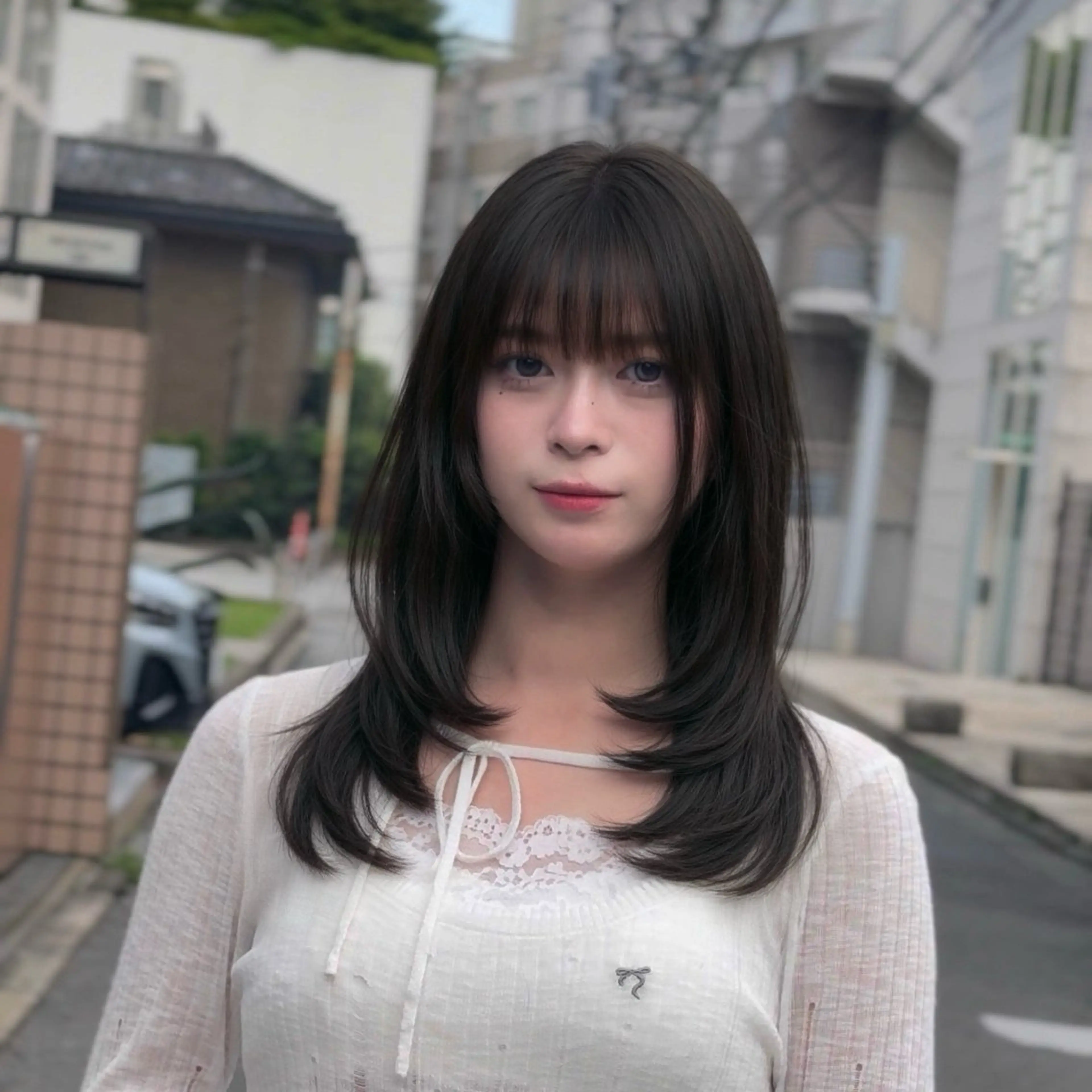 セミロング 韓国ヘア/レイヤー/ 透明感カラー/SHUのヘアスタイル