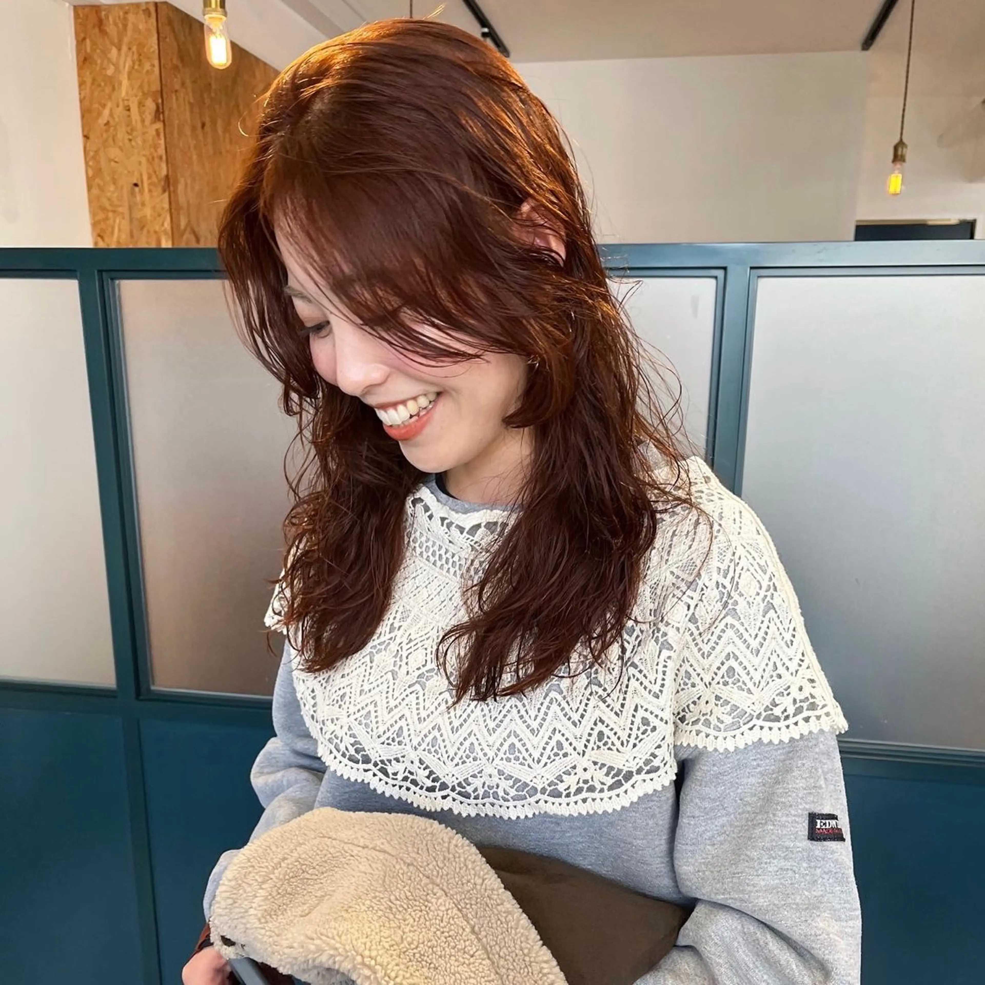 カラー ブリーチ オレンジ 暖色/パーマ 🌼クニトウメイのヘアスタイル