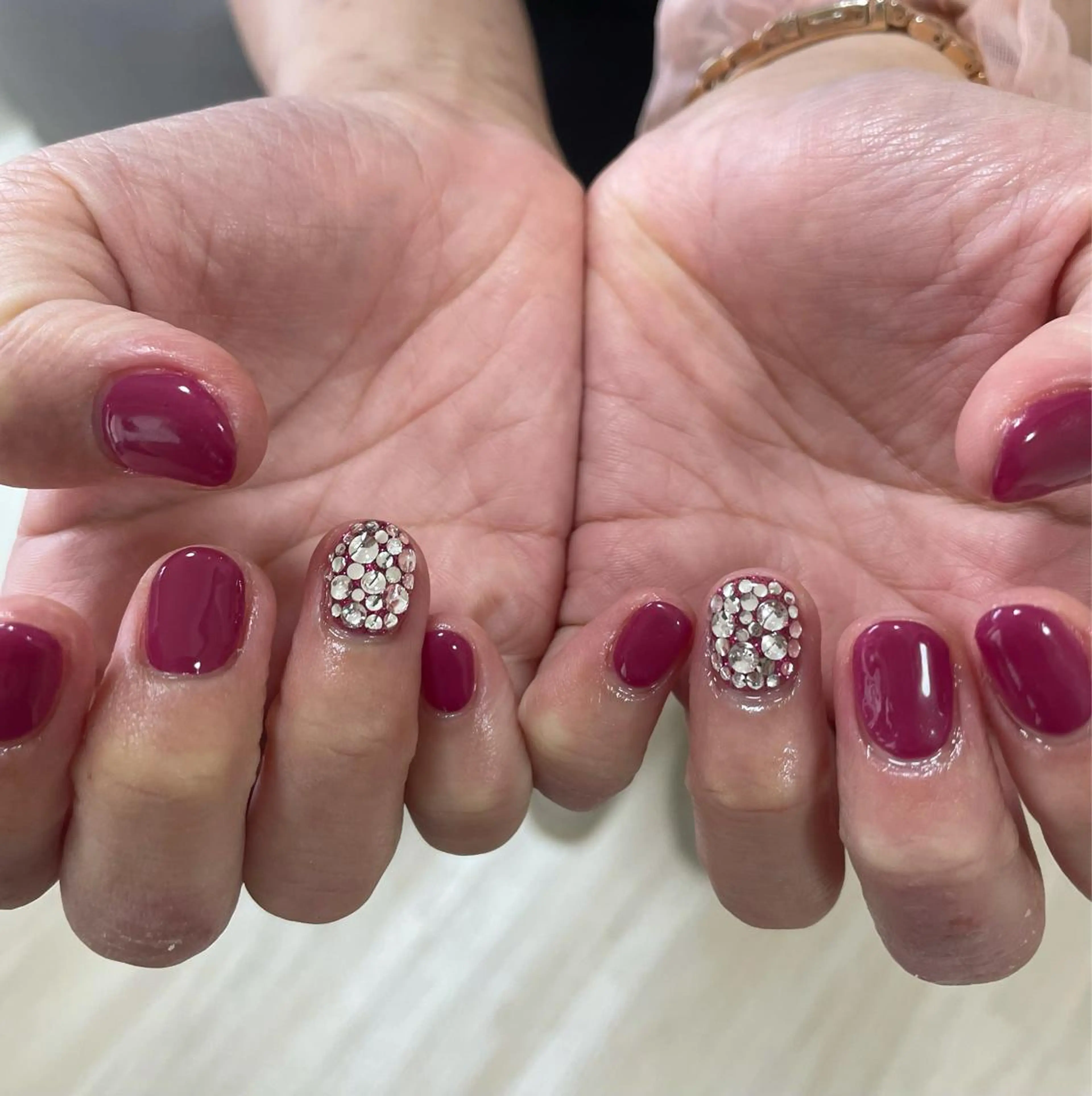 ネイル キラキラネイル ラメ(グリッター) ピンク ストーンネイル Nail Salon Amourのネイルデザイン