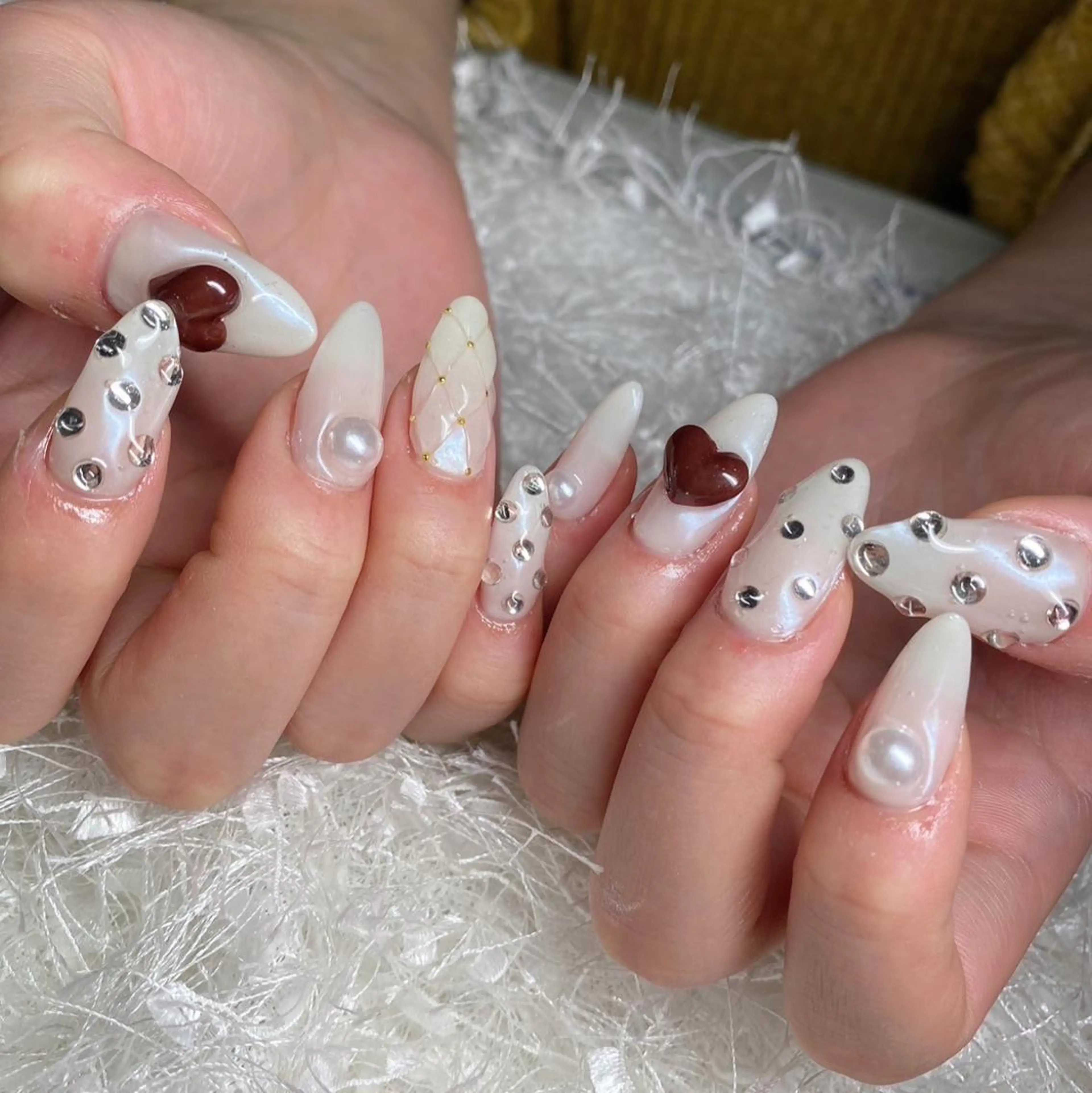 ネイル 長さ出し フレンチネイル ジェルネイル グラデーション ハート ハンドネイル Nail&eye Belire 新宿のネイルデザイン