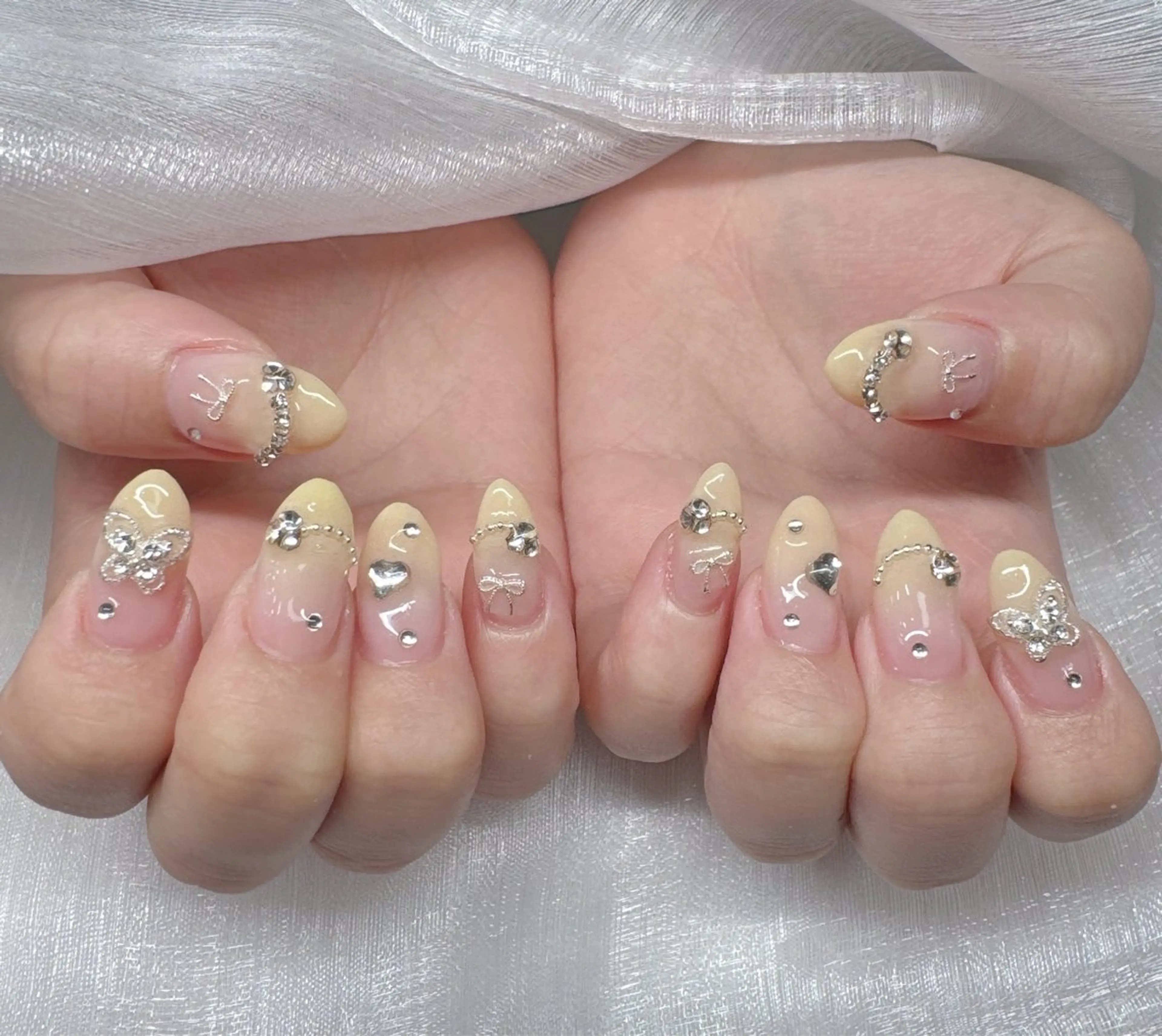 ネイル 長さ出し グラデーション キラキラネイル マグネットネイル ニュアンスネイル Lee Nails チップ長さだし専門店のネイルデザイン