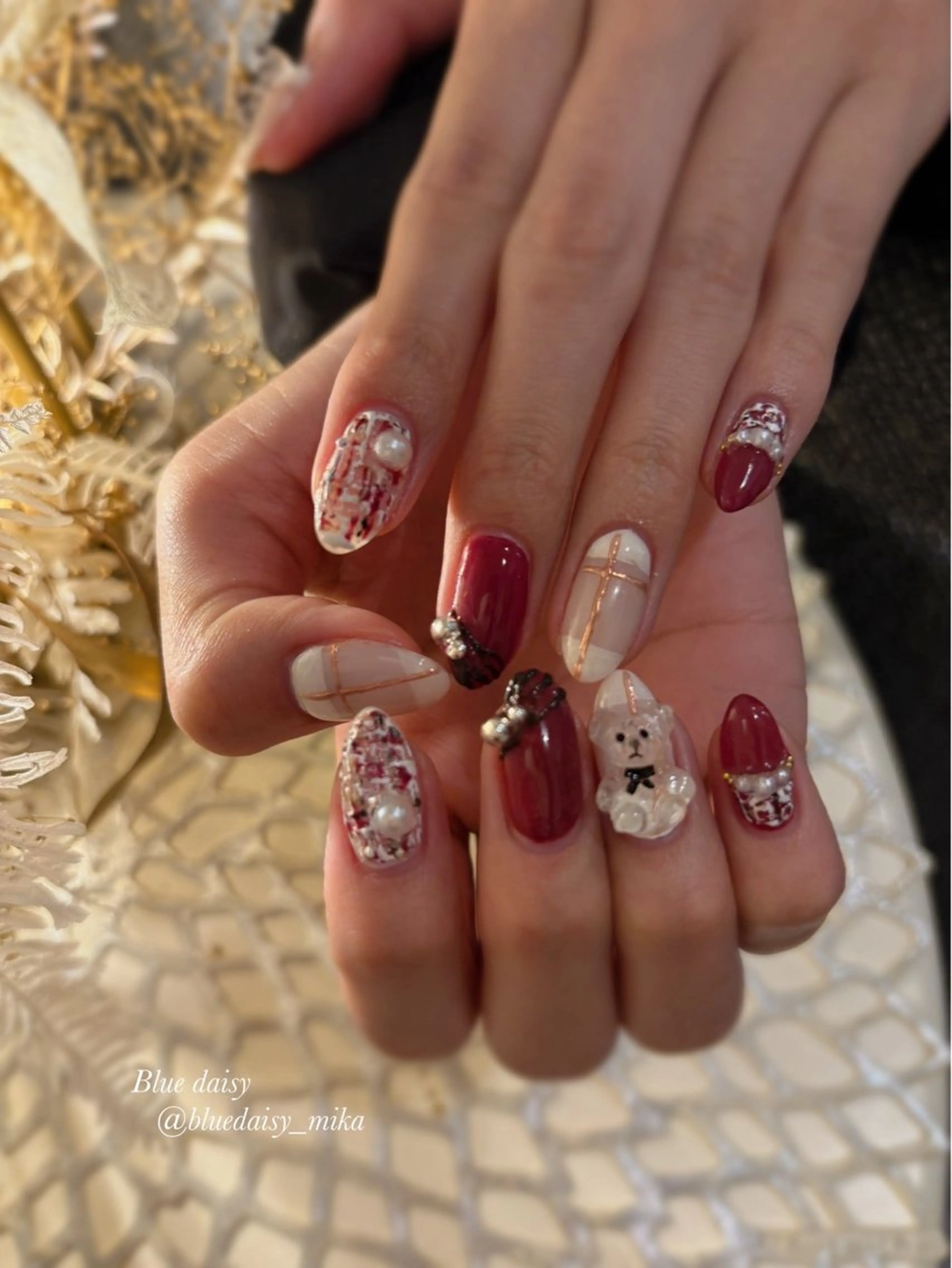 ネイル アートネイル 持ち込み ツイードネイル ハンドネイル Blue　daisy　栄本店 【ブルーデイジー】所属・Blue daisy 栄本店のネイルデザイン