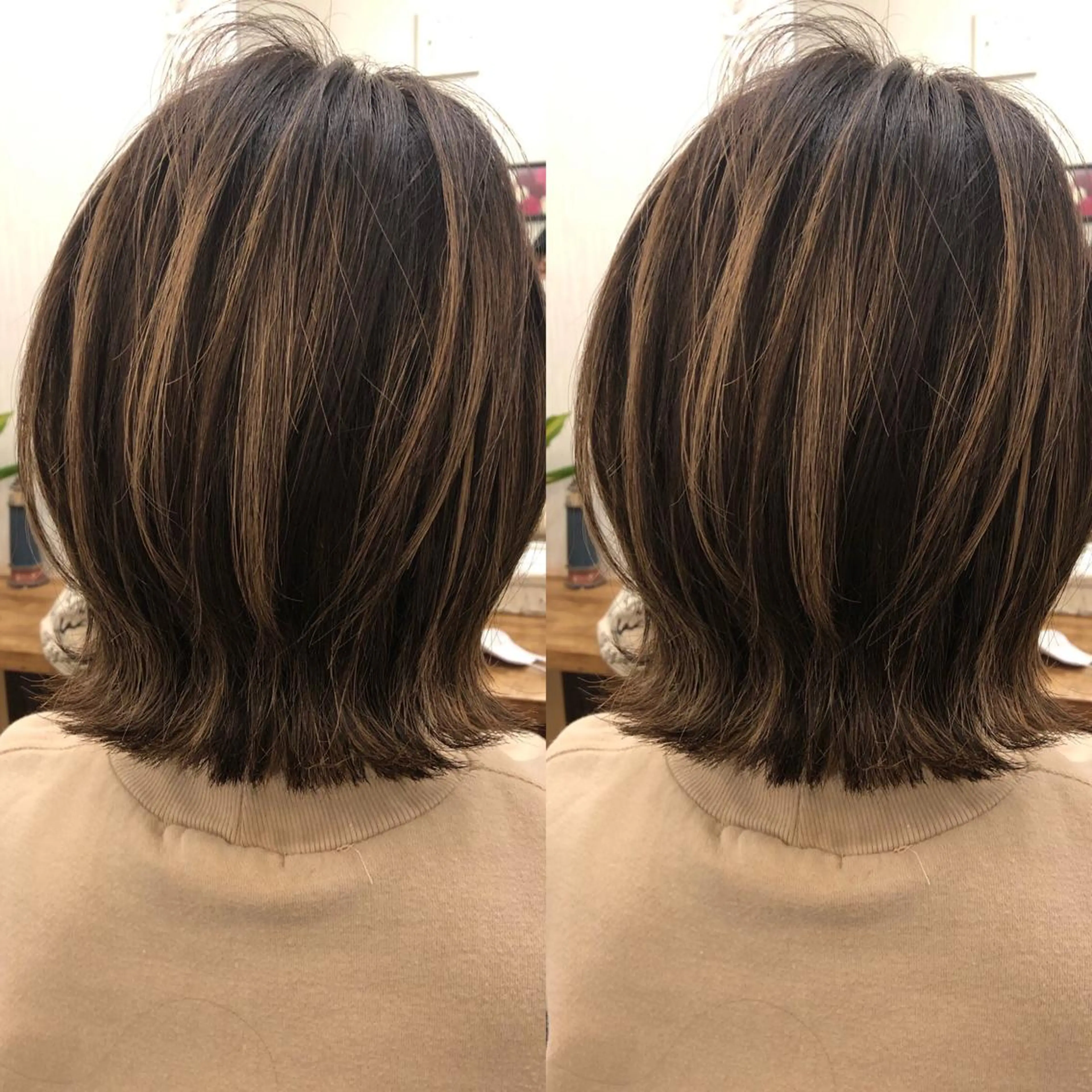 ミディアム ハイライト ウルフカット 長谷川 沙紀のヘアスタイル