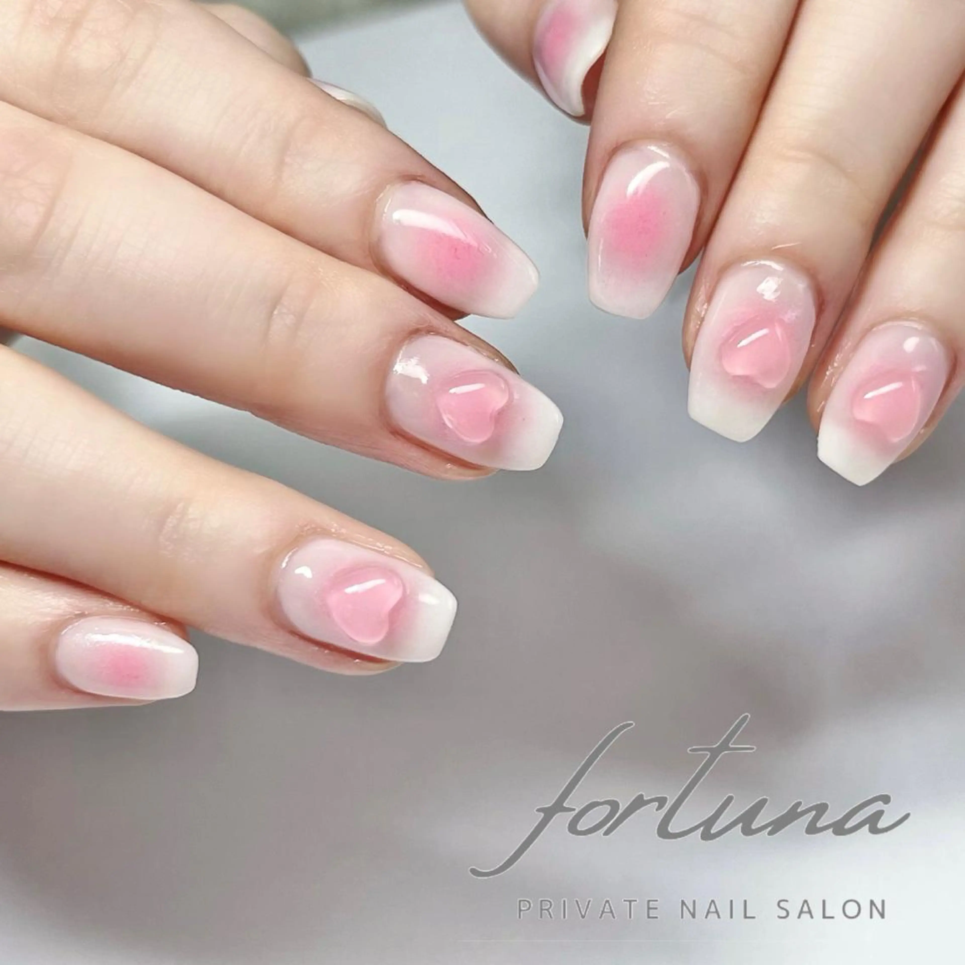 ネイル チークネイル ハート ストーンネイル ハンドネイル fortuna 武藤裕美のネイルデザイン