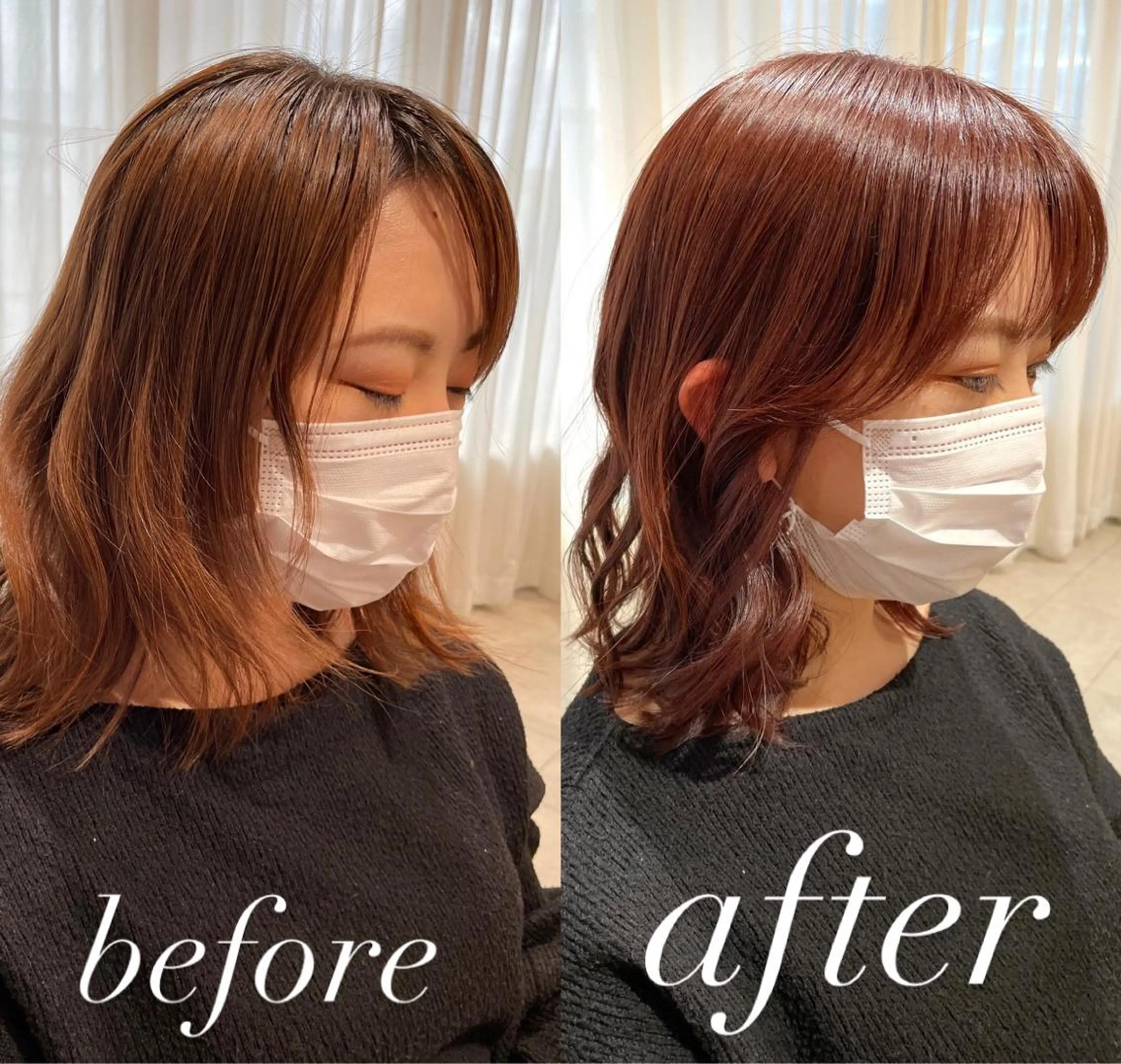 ミディアム カラー ボブ カット ヘアカラー トリートメント ヘッドスパ 過去一の柔髪ヘア 🌿IVYjoureのヘアスタイル