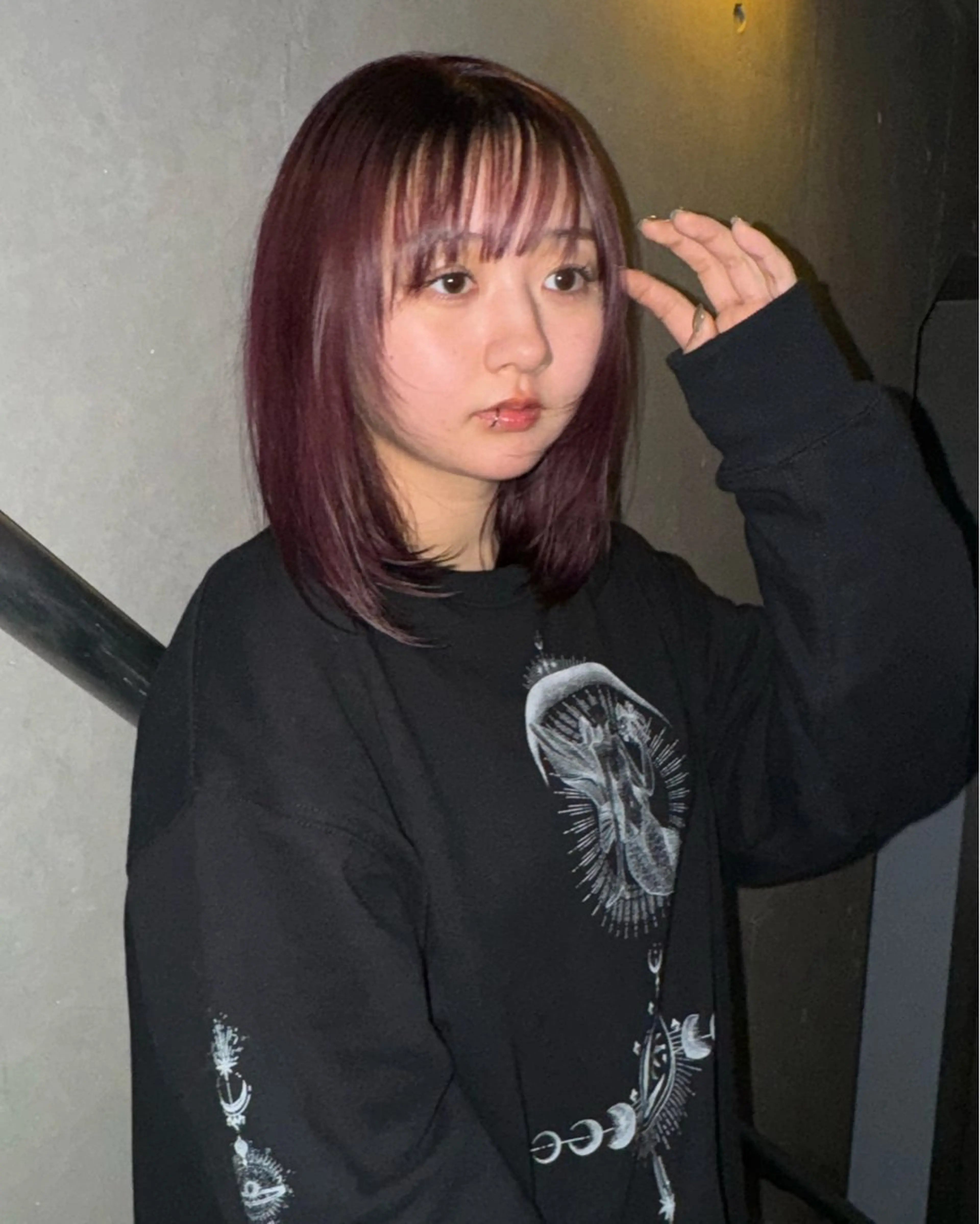 ミディアム カラー レッドカラー カット ヘアカラー トリートメント 似合わせhair /モガミユナ🎀のヘアスタイル