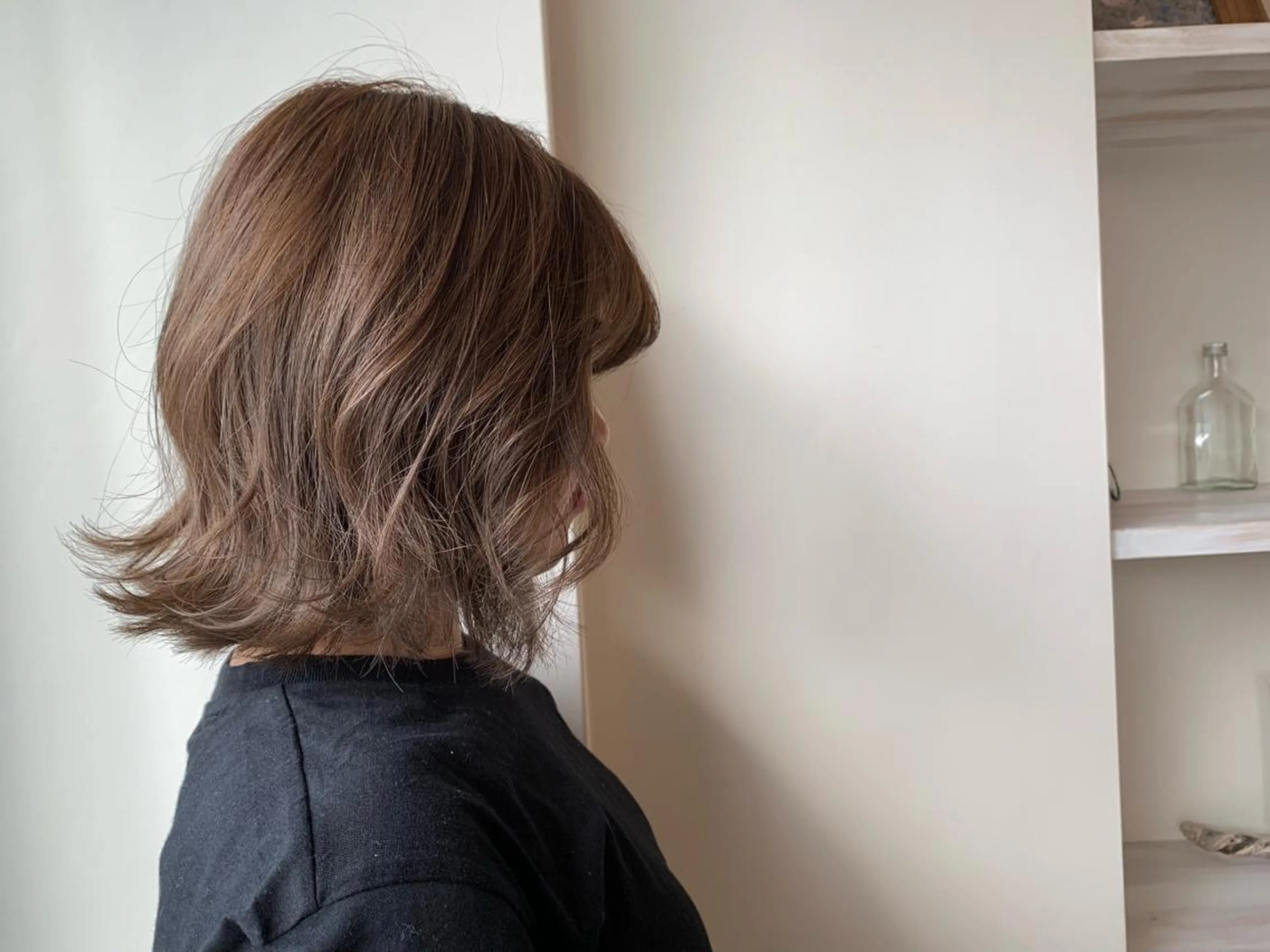 ミディアム カラー 透明感カラー グレージュ ボブウルフ／ボブ Satsuki【名駅のヘアスタイル