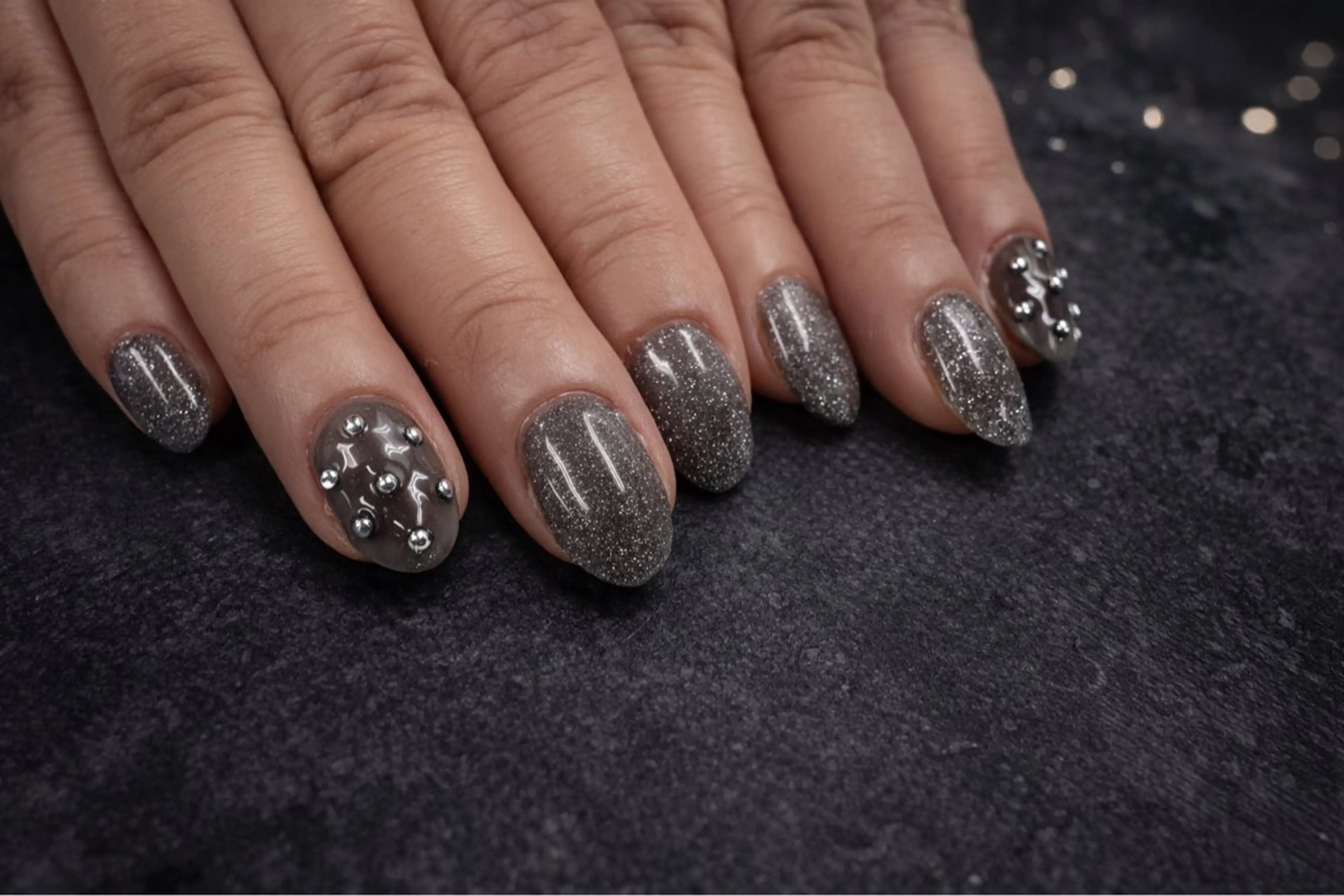 ネイル アートネイル クリアネイル フラッシュネイル ラメ(グリッター) ワンカラーネイル セプトアカデミー emiのネイルデザイン