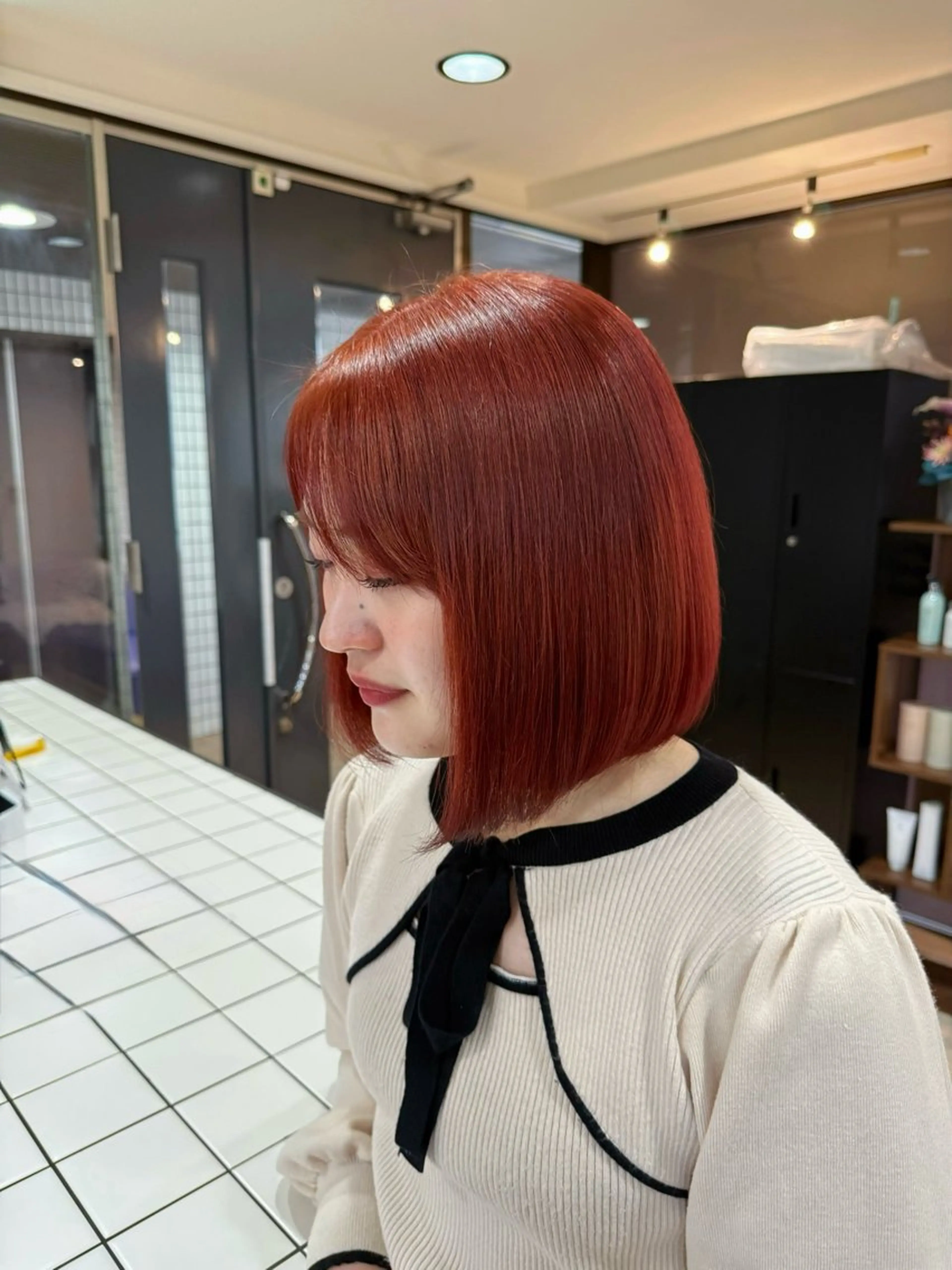 ミディアム カラー ブリーチ レッドカラー 宮嶋 蓮のヘアスタイル