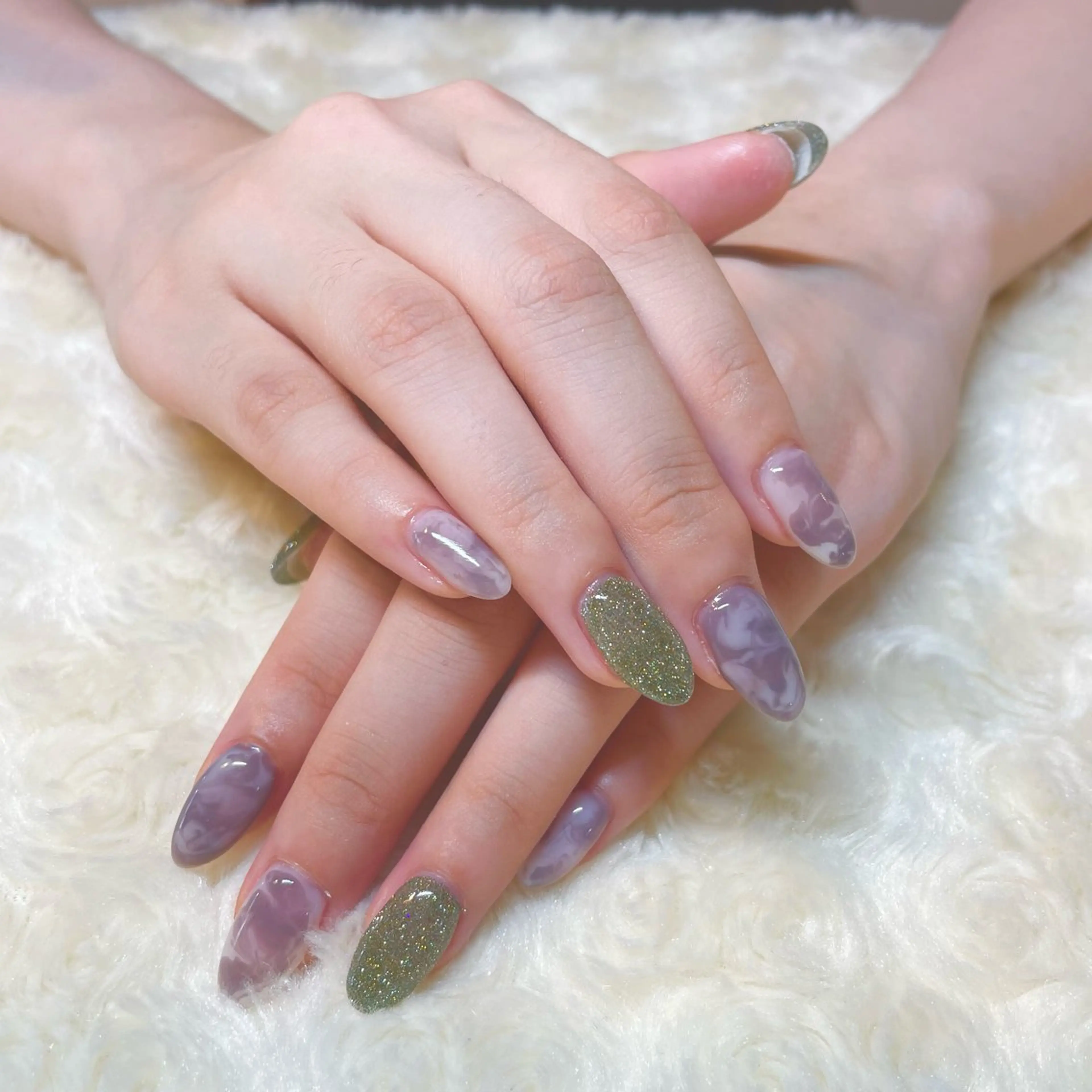 ネイル ラメ(グリッター) 大理石ネイル(マーブル) ハンドネイル フットネイル aime Sakiのネイルデザイン