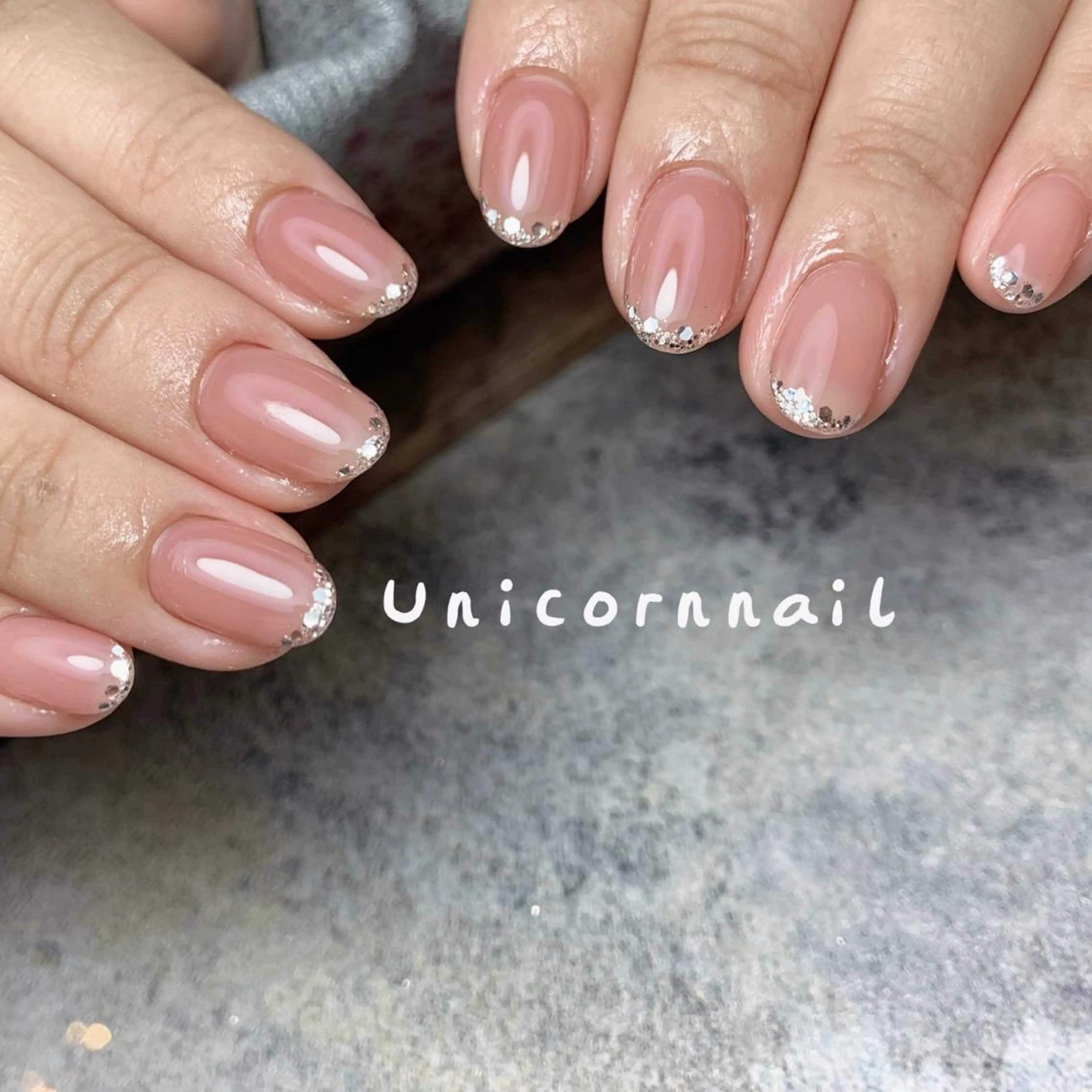 ネイル フレンチネイル ラメ(グリッター) UnicornNail所属・Unicorn Nail 矢場町店のネイルデザイン