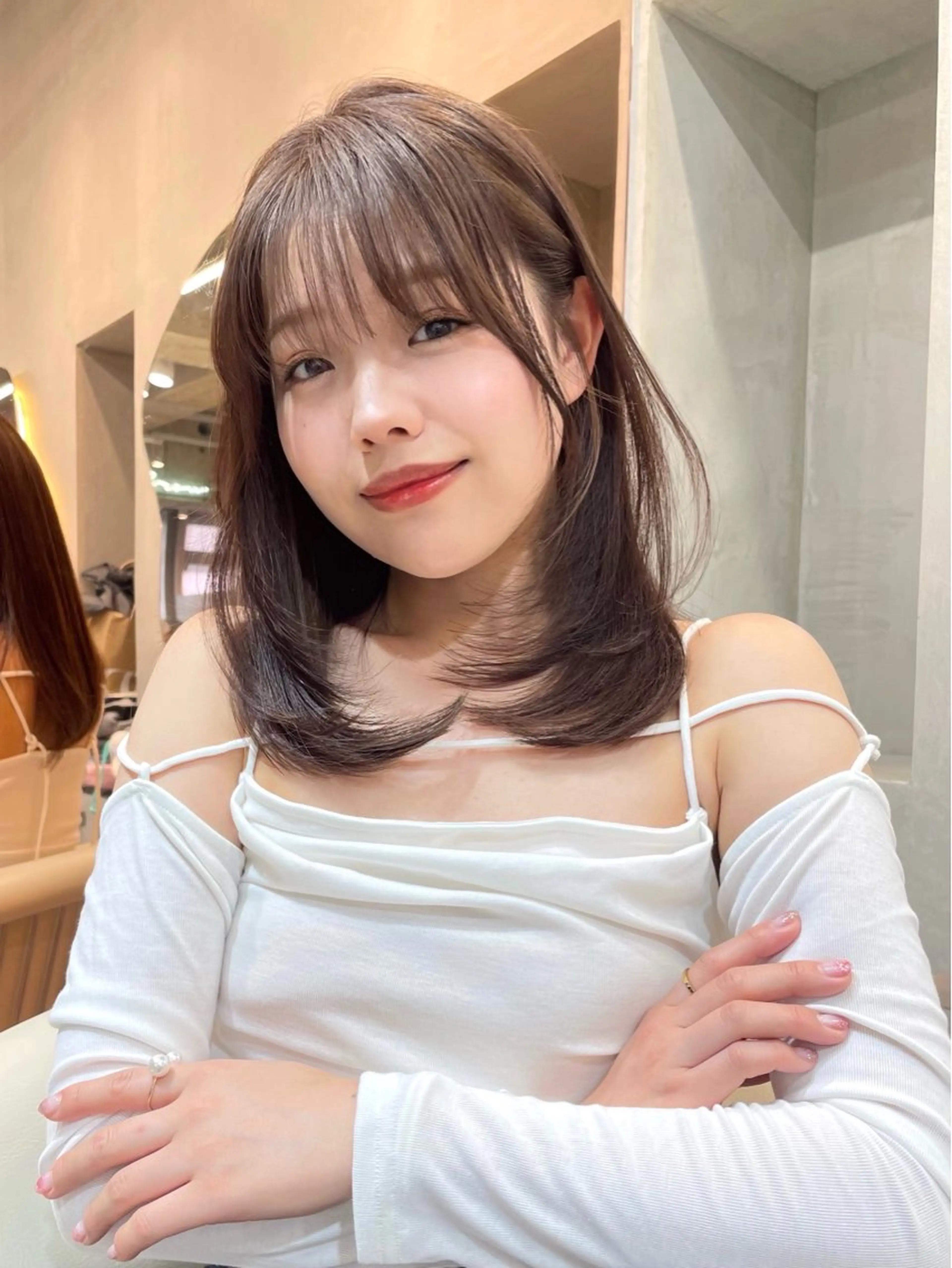 セミロング 大宮🤍縮毛矯正 レイヤー🪽なるのヘアスタイル