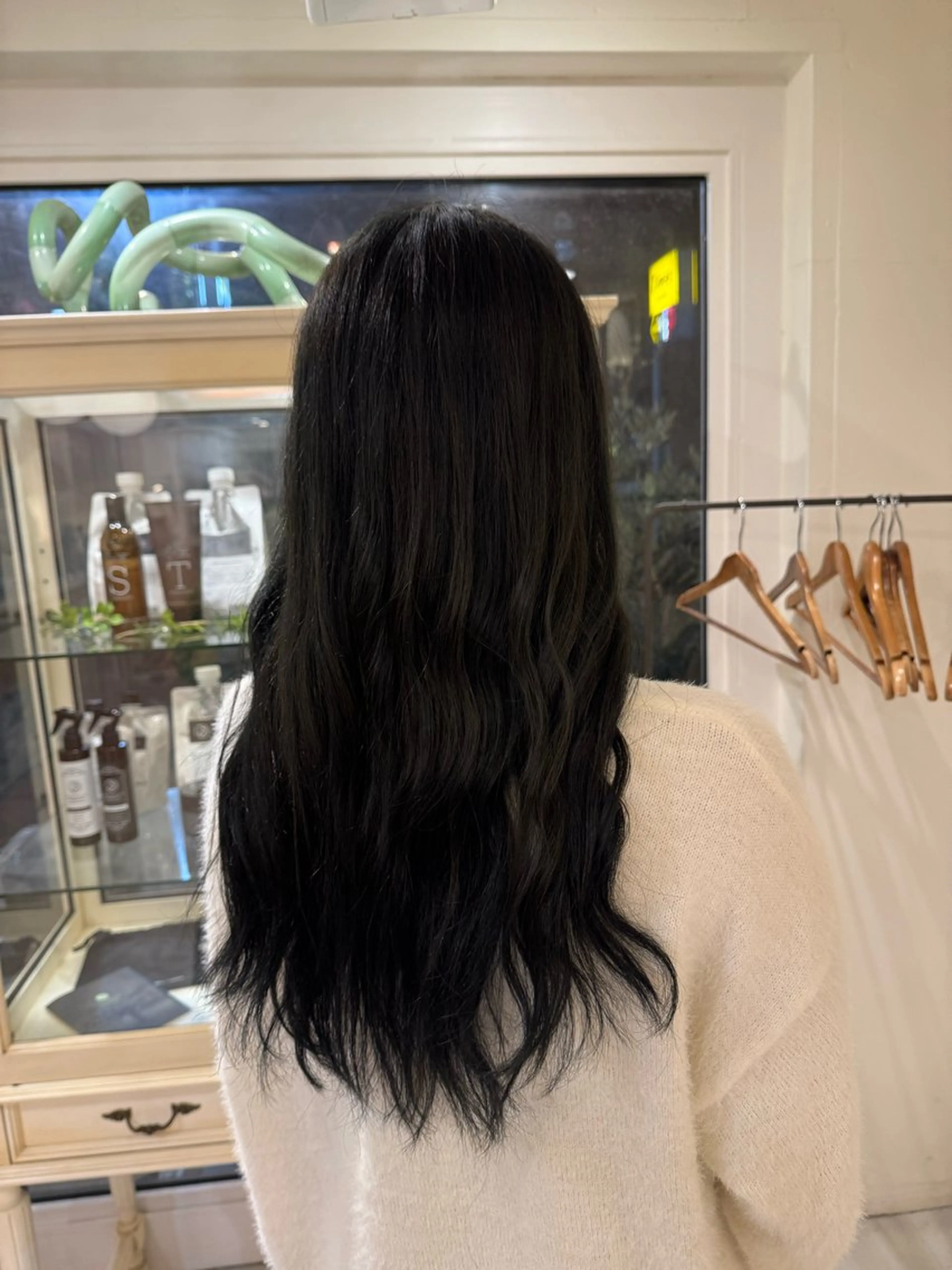 ロング カラー 黒髪 ブルーカラー ブルーブラック 田中 勇也のヘアスタイル