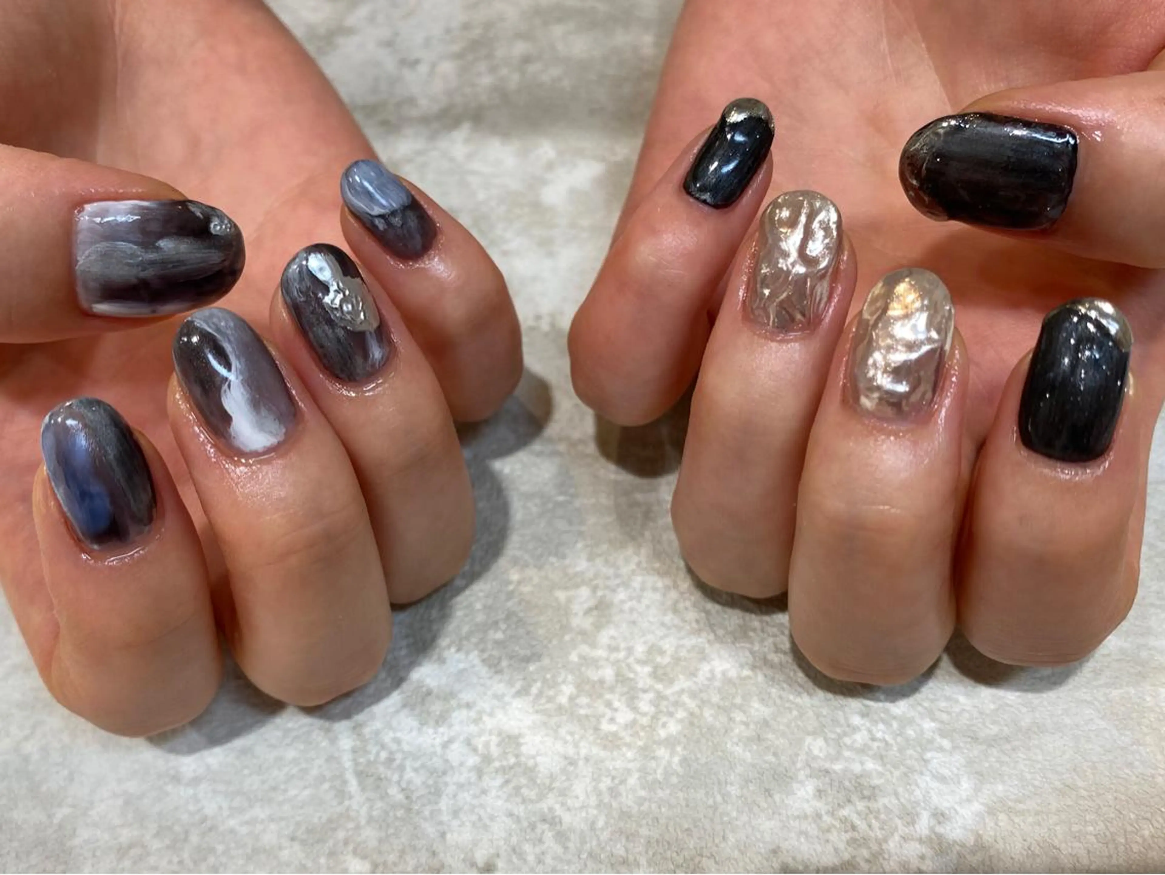 ネイル ミラーネイル シルバー JurerEye☆ Marikoのネイルデザイン