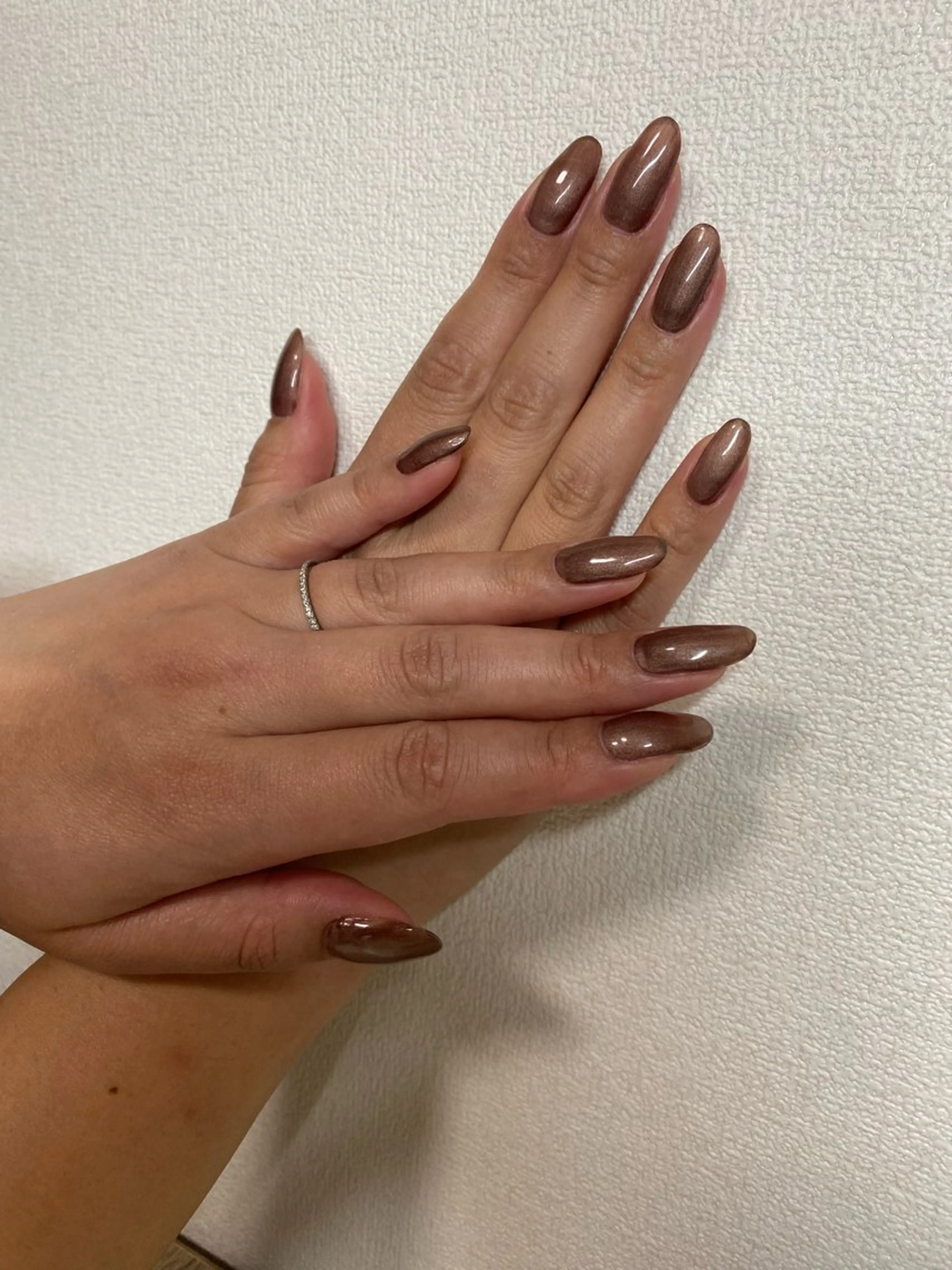 ネイル ブラウン マグネットネイル ハンドネイル 自宅サロン FeelFreeのネイルデザイン