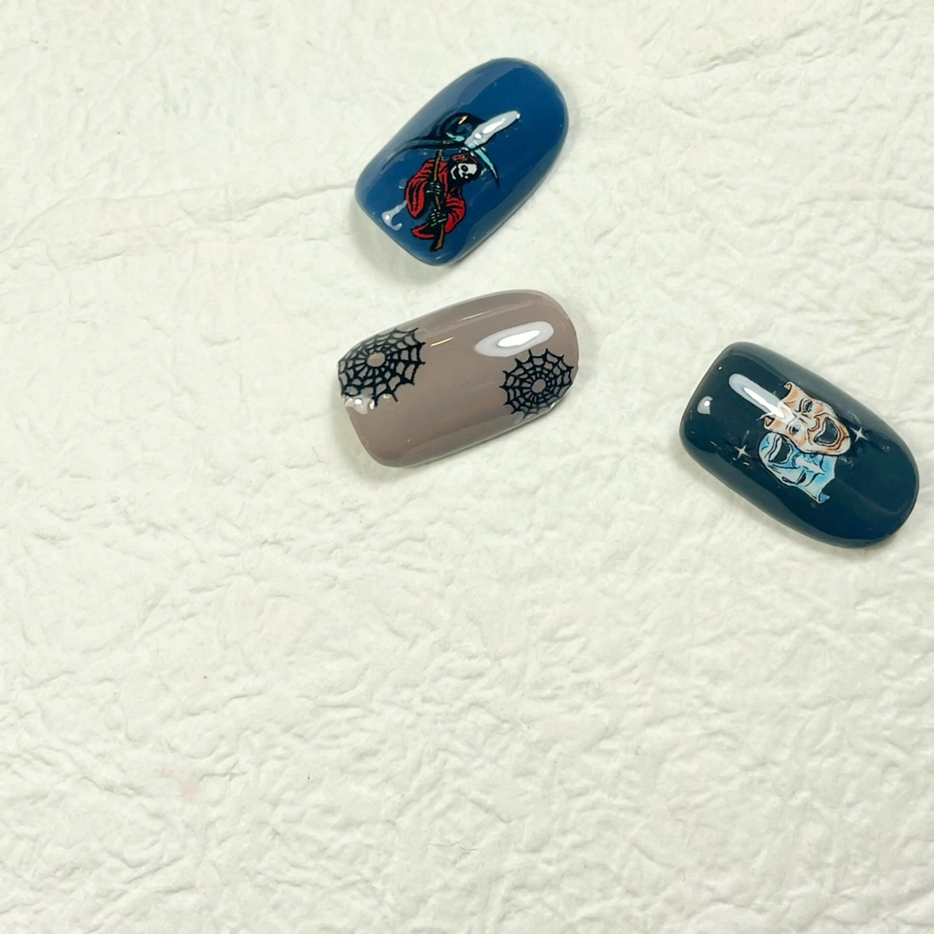 ネイル アートネイル ブルー クリアネイル メンズネイル ミラーネイル Y nail なんば堀江店のネイルデザイン