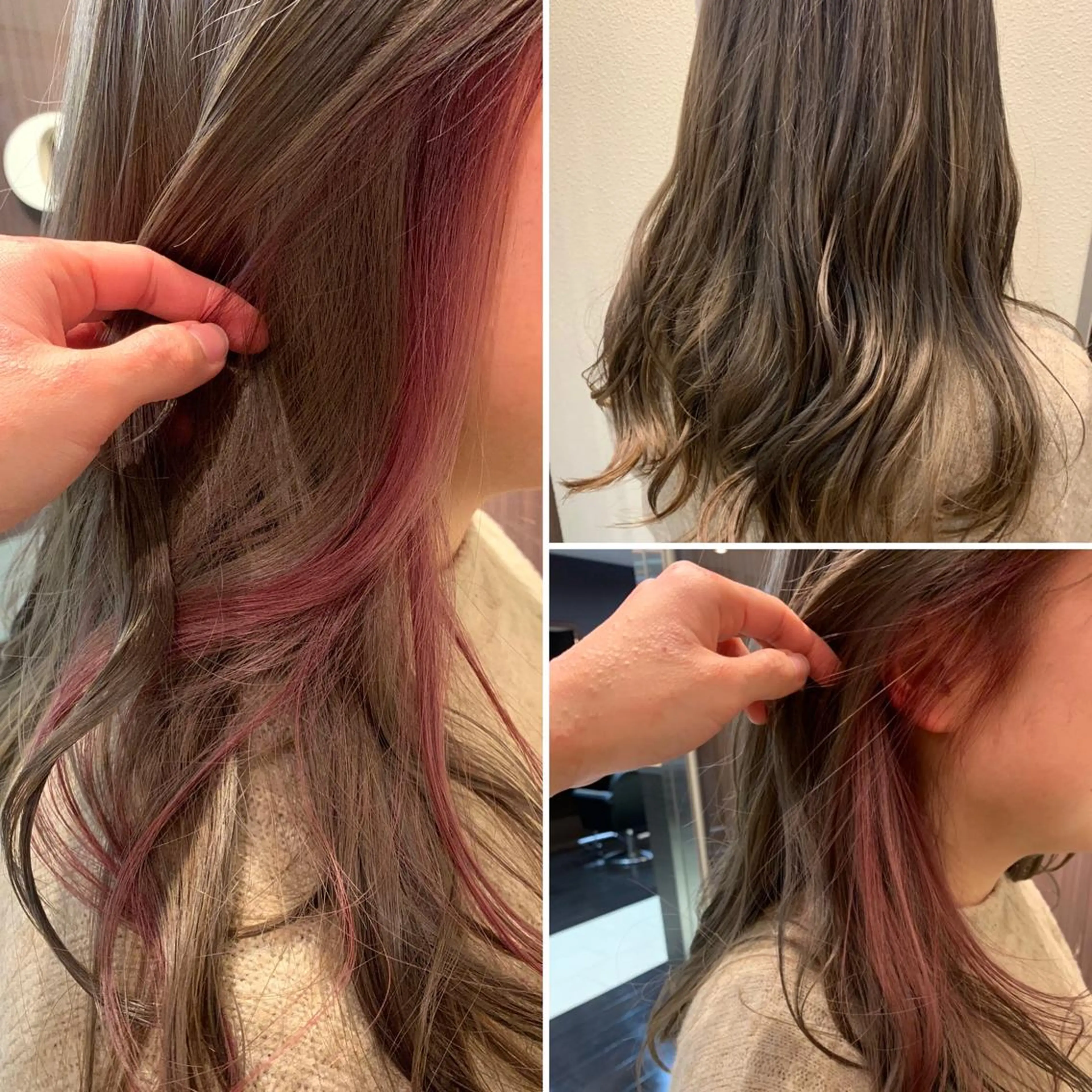 ロング カラー ベージュカラー ブリーチ ミルクティーベージュ ピンクカラー clear-style所属・藤本 麻衣のヘアスタイル