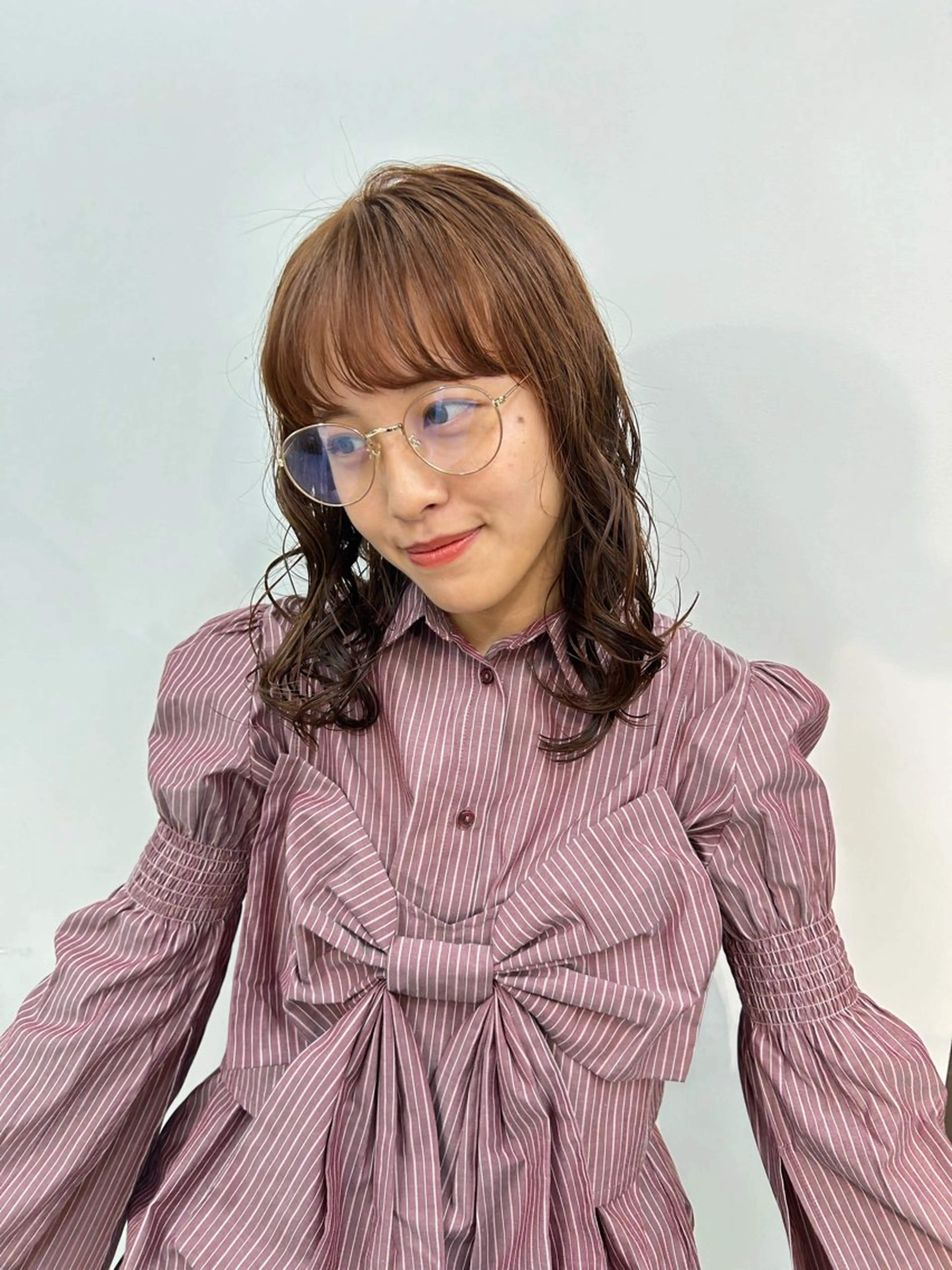 ミディアム カラー パーマ ミディアムパーマ デジタルパーマ ナチュラル×色気パ ーマ 渋谷/マナミのヘアスタイル