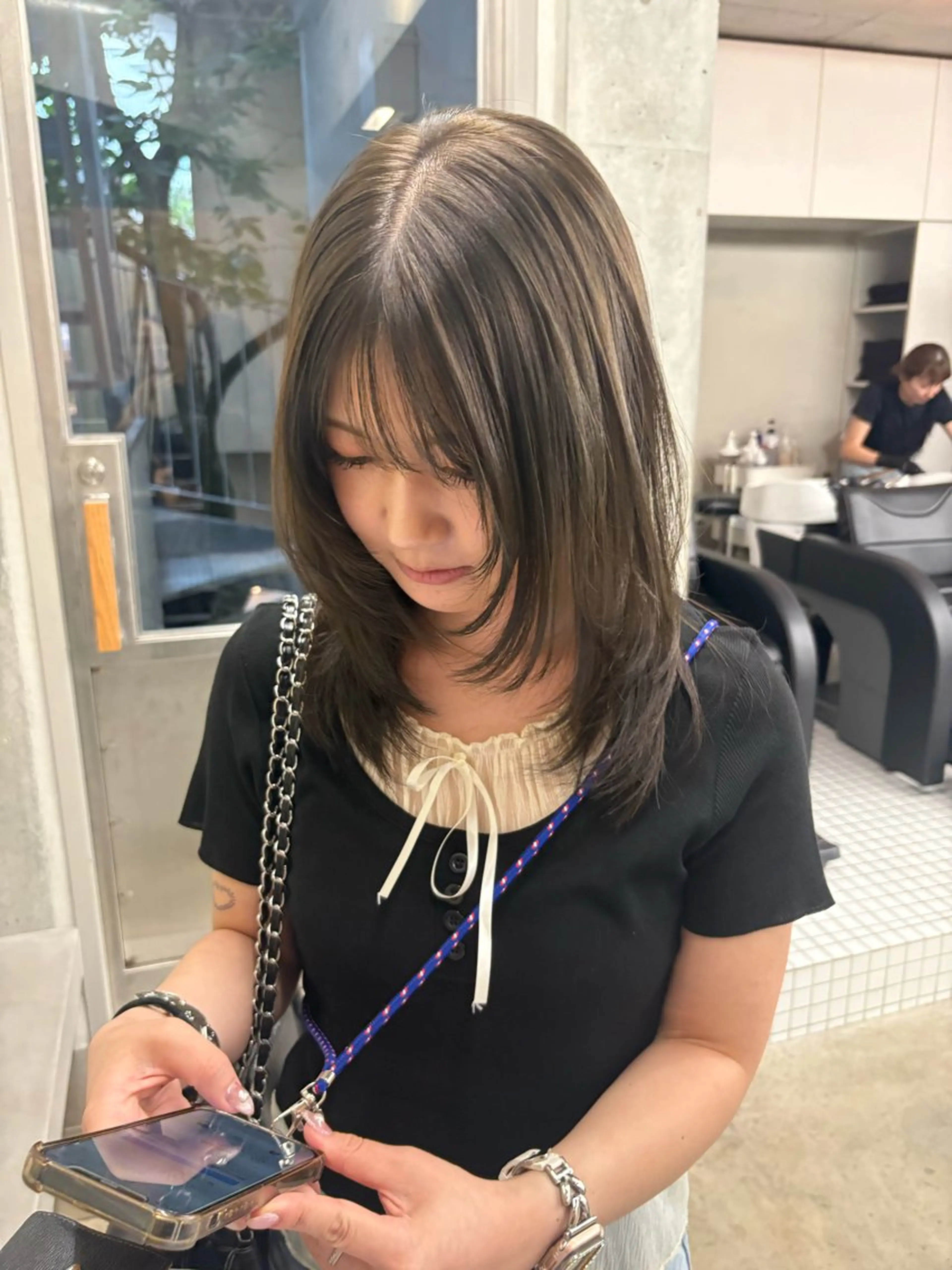 ミディアム カラー ヘアカラー トリートメント レイヤー/柔色 カラー/SAkiのヘアスタイル