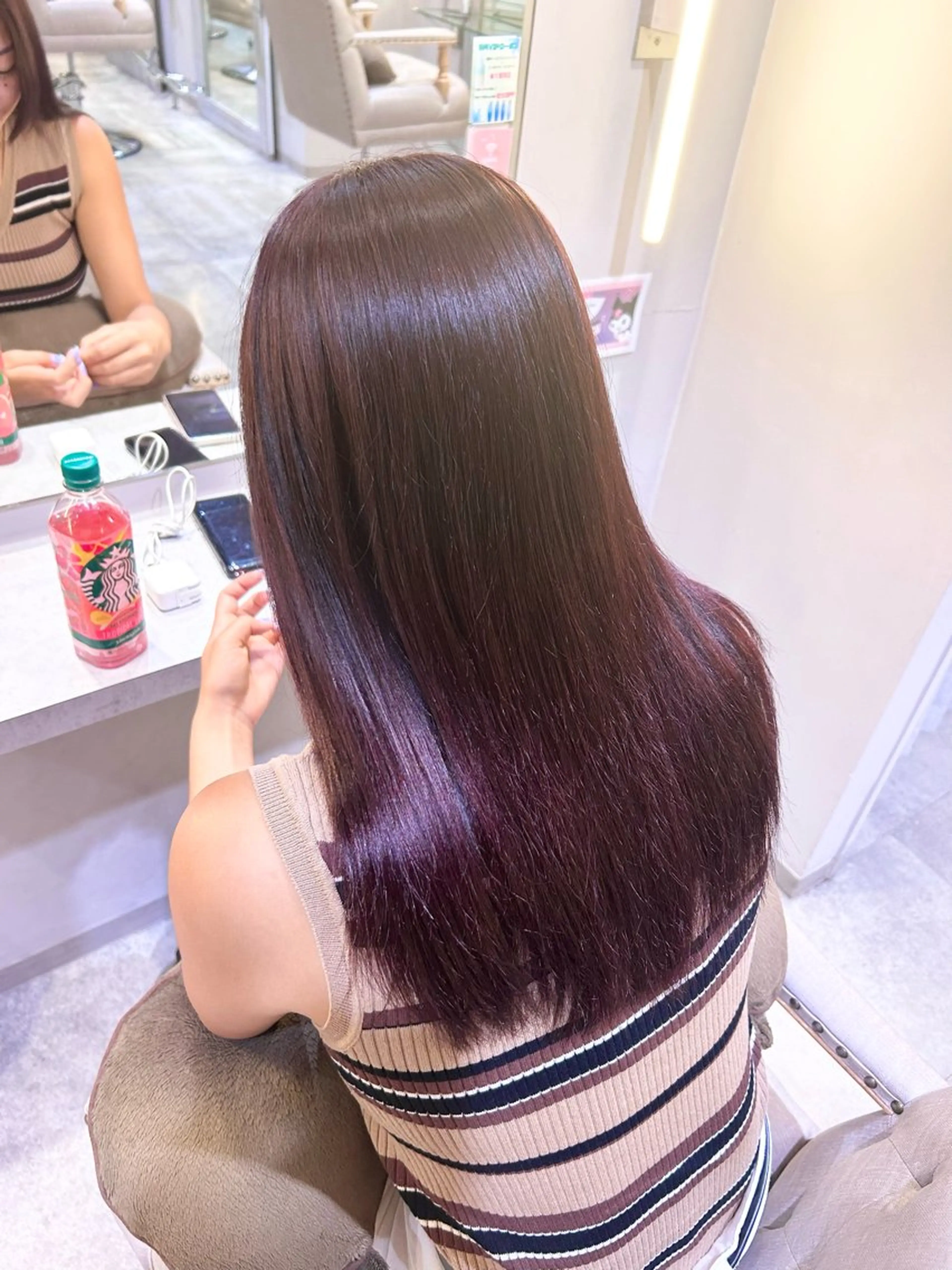 セミロング カラー ダブルカラー ラベンダーカラー レッドカラー 🐰🎀艶髪特化 yuzuka🎀🐰のヘアスタイル