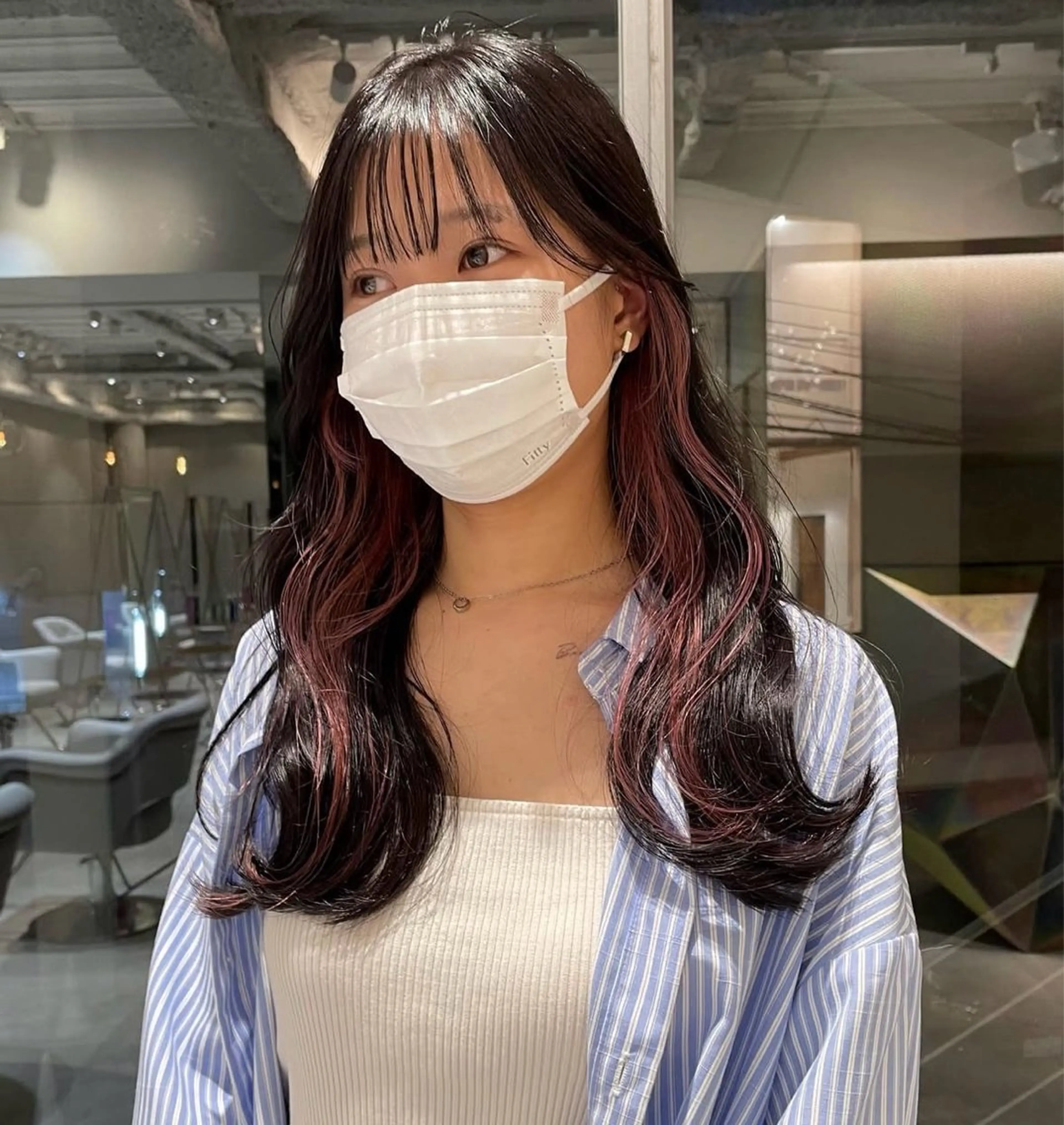 カラー イヤリングカラー 透明感カラー/パーマ オレンジmiyo⭐️のヘアスタイル