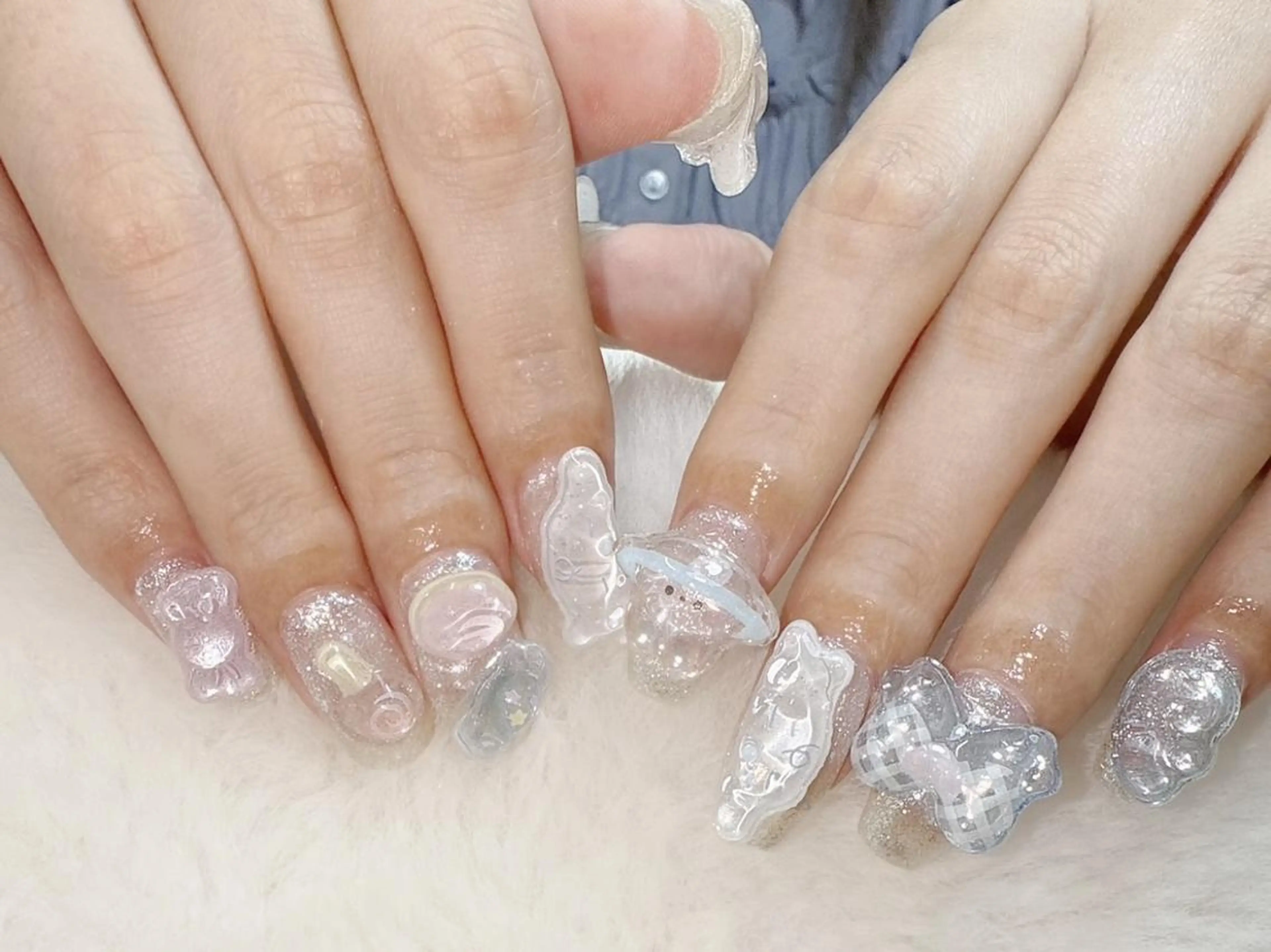 ネイル チークネイル キラキラネイル 韓国ネイル ワンホンネイル ハンドネイル Kanoネイル 大宮店のネイルデザイン