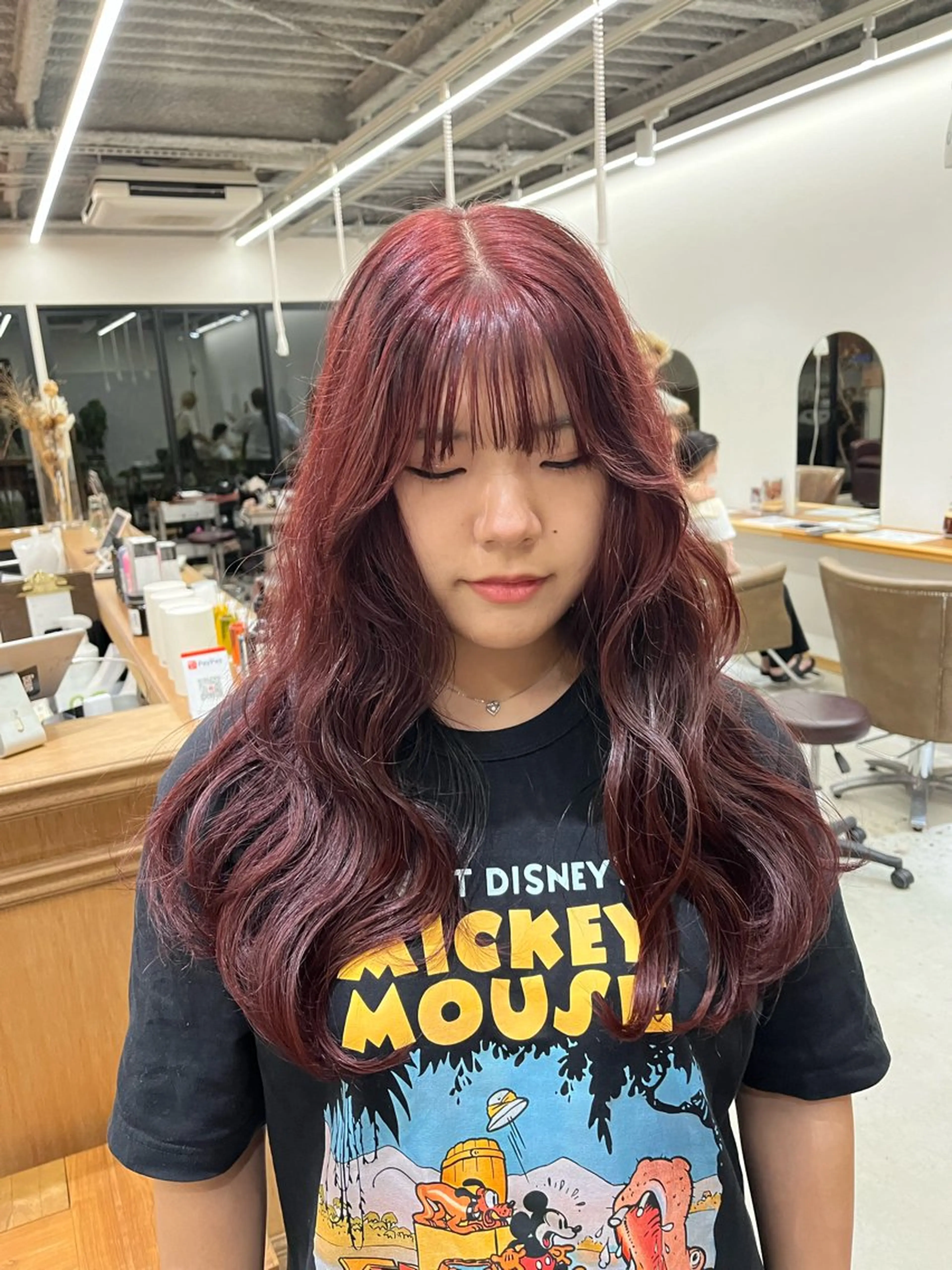 ロング カラー ブリーチ ダブルカラー ブリーチなしカラー レッドカラー カット ヘアカラー miyu /レイヤー/ブリーチのヘアスタイル