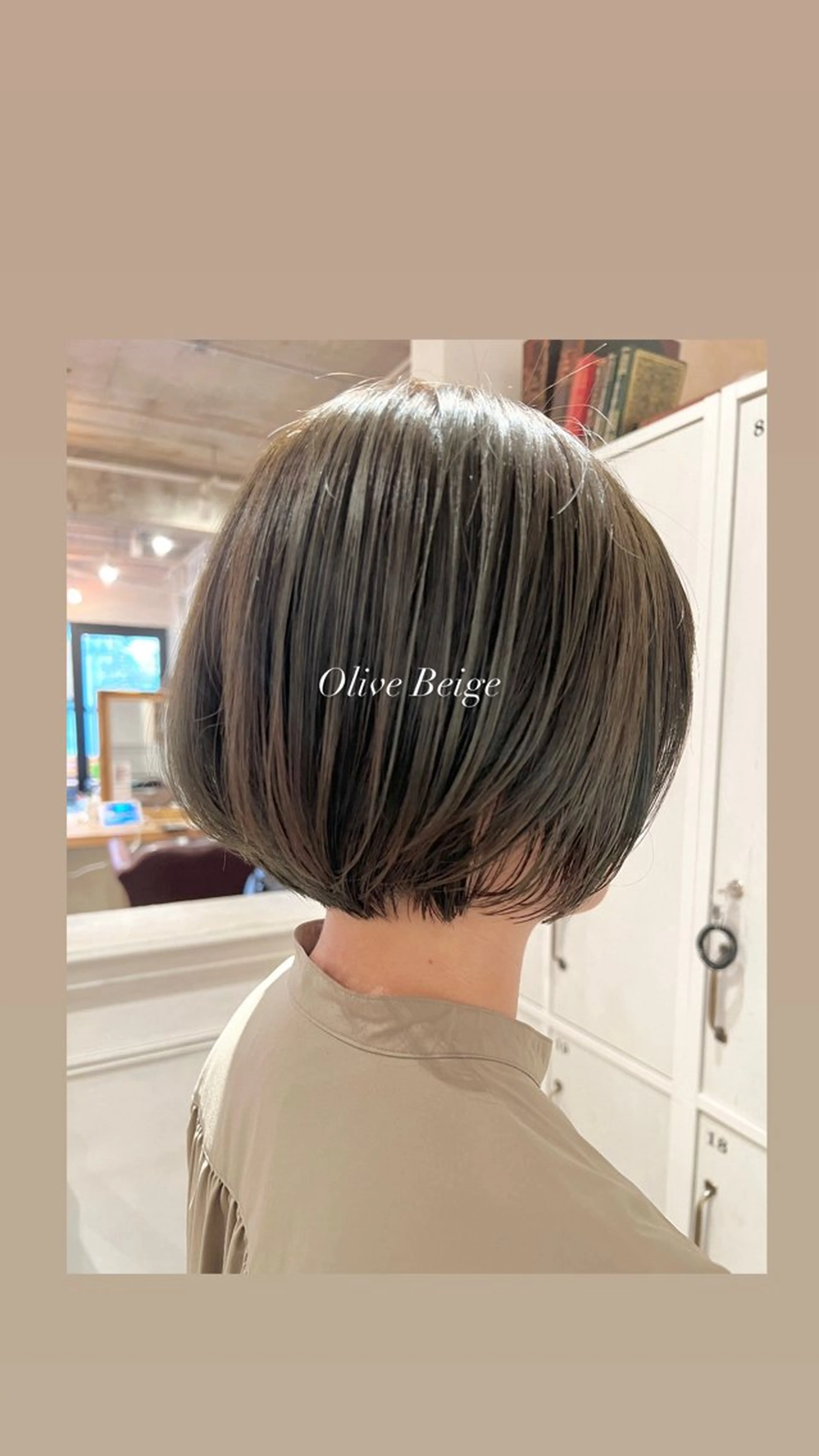 ショート カラー ベージュカラー オリーブベージュ ボブ カット ヘアカラー トリートメント ハイライト/インナー /ブリーチ/レイヤーのヘアスタイル