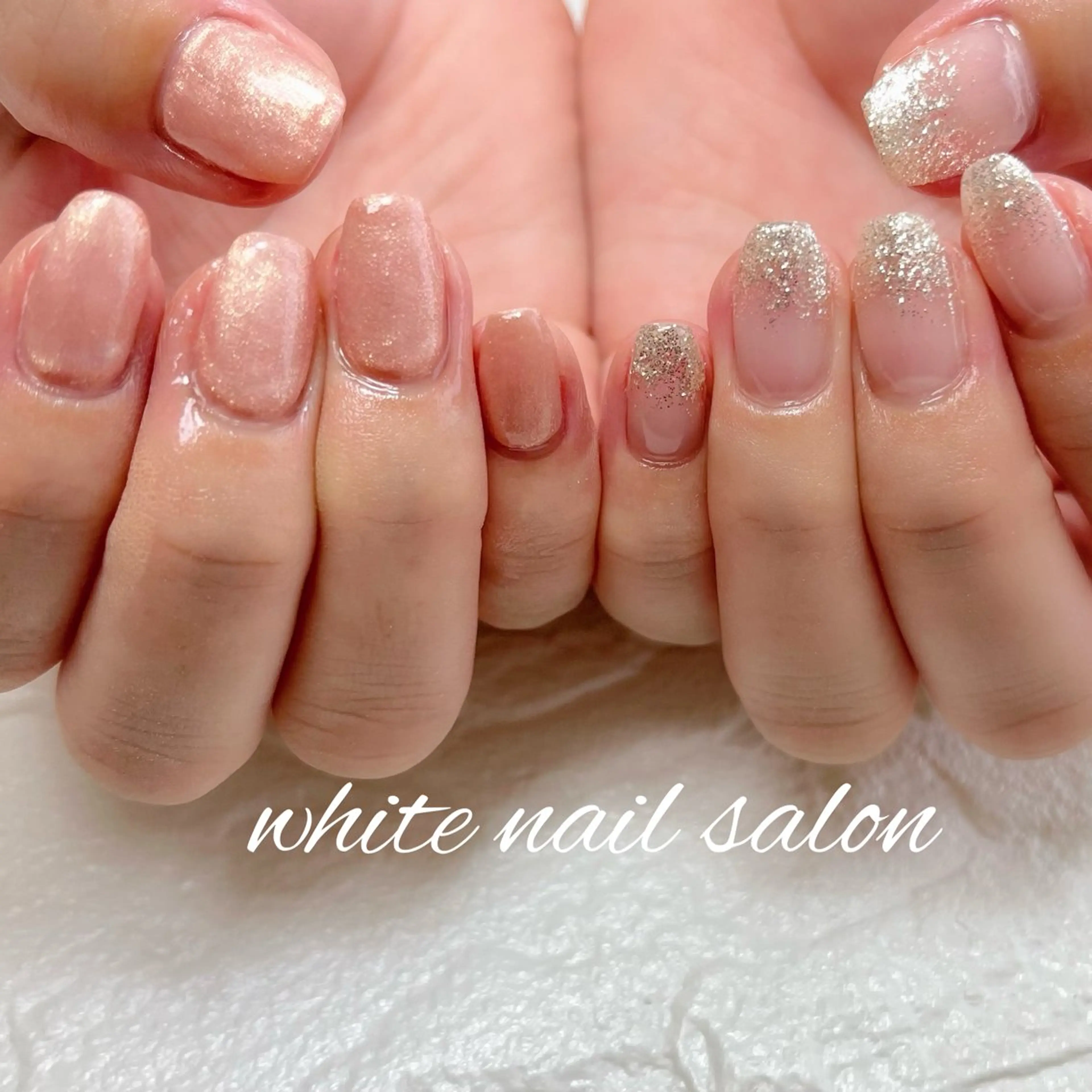 ネイル フットネイル ジェルネイル ハードジェル ラメ(グリッター) 持ち込み ハンドネイル white nail salonのネイルデザイン