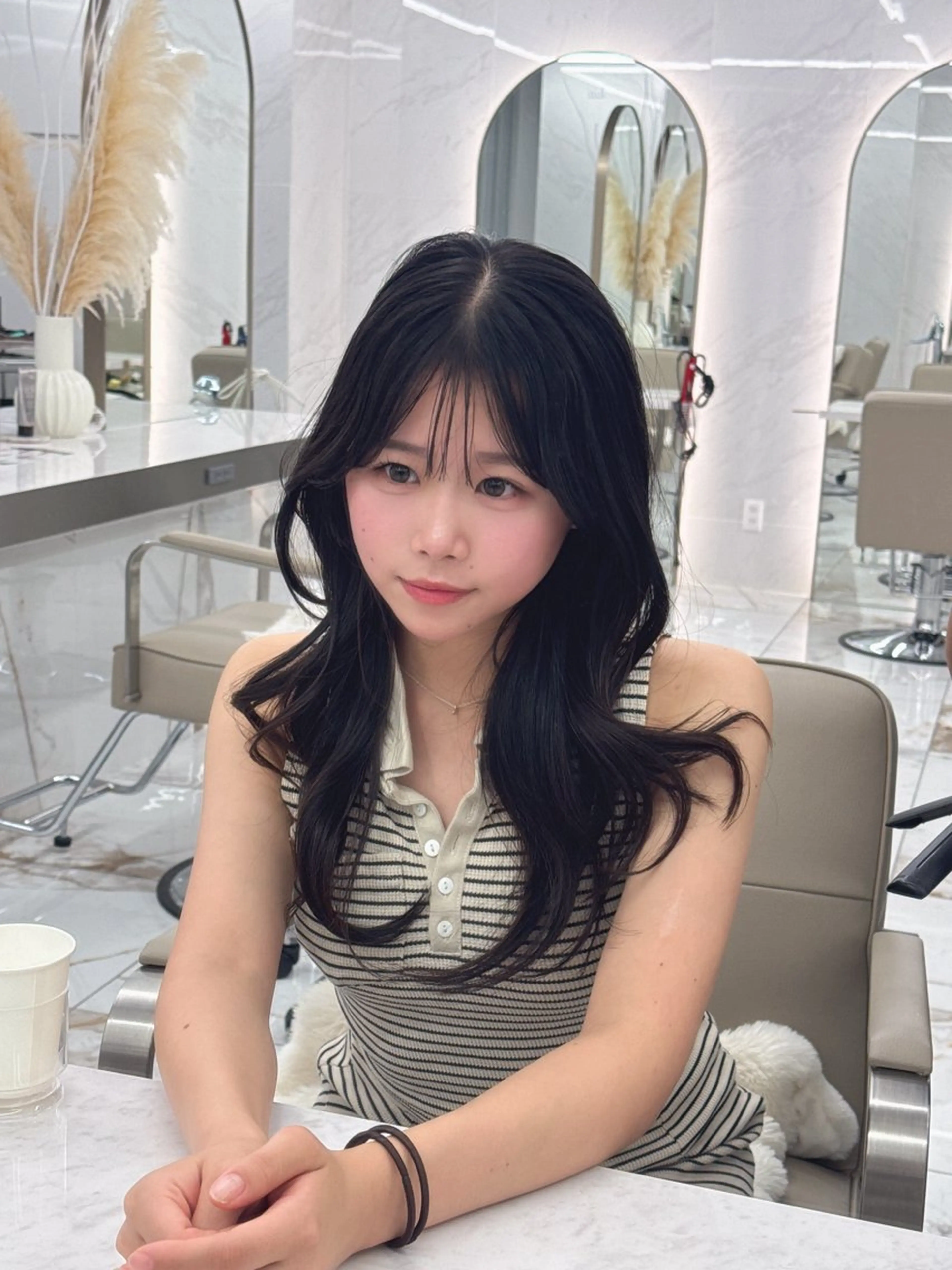 ロング のり🐼顔まわり/ 韓国/レイヤーカットのヘアスタイル