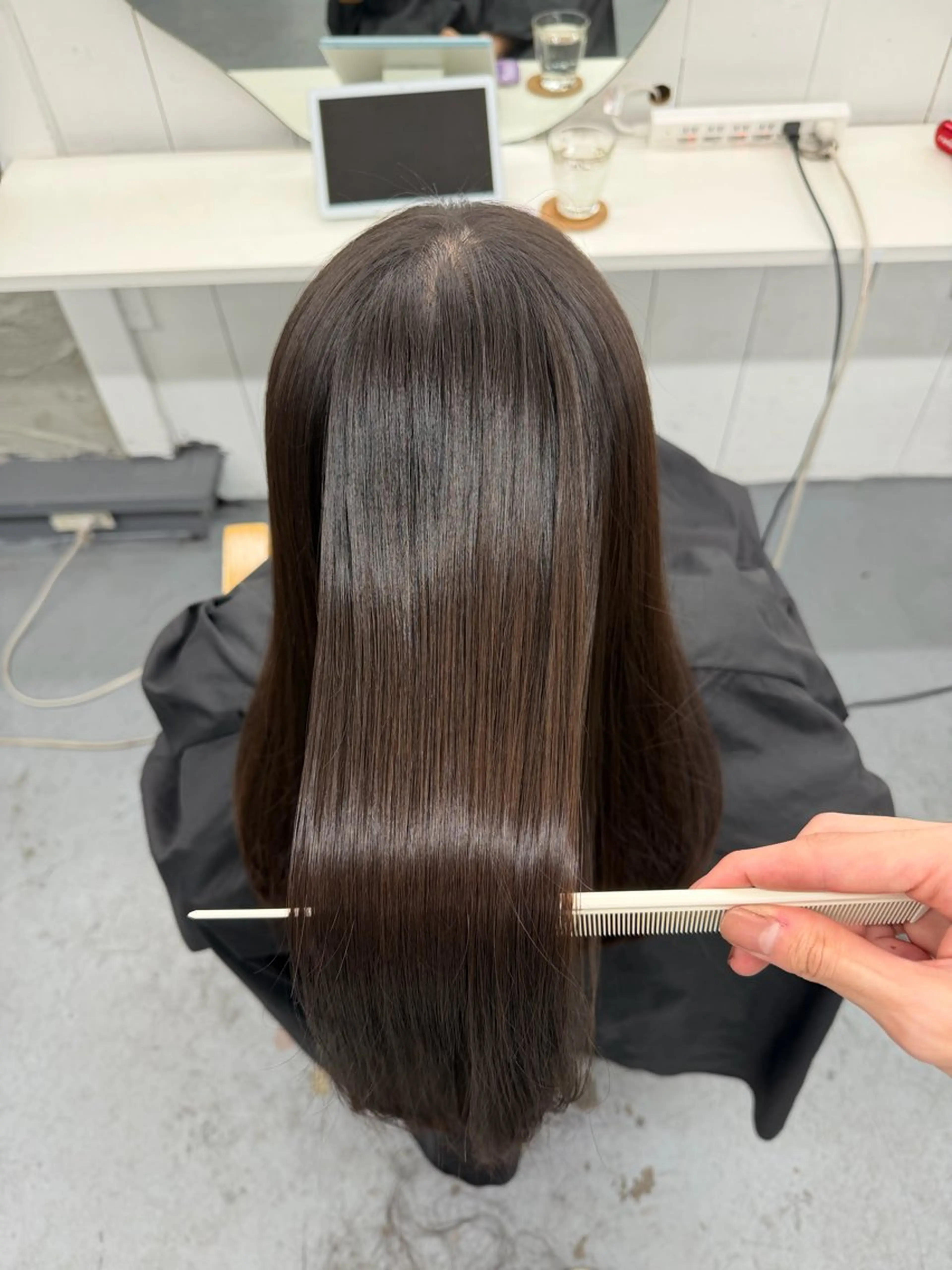 ロング カット 縮毛矯正 トリートメント 亀田 泰生のヘアスタイル