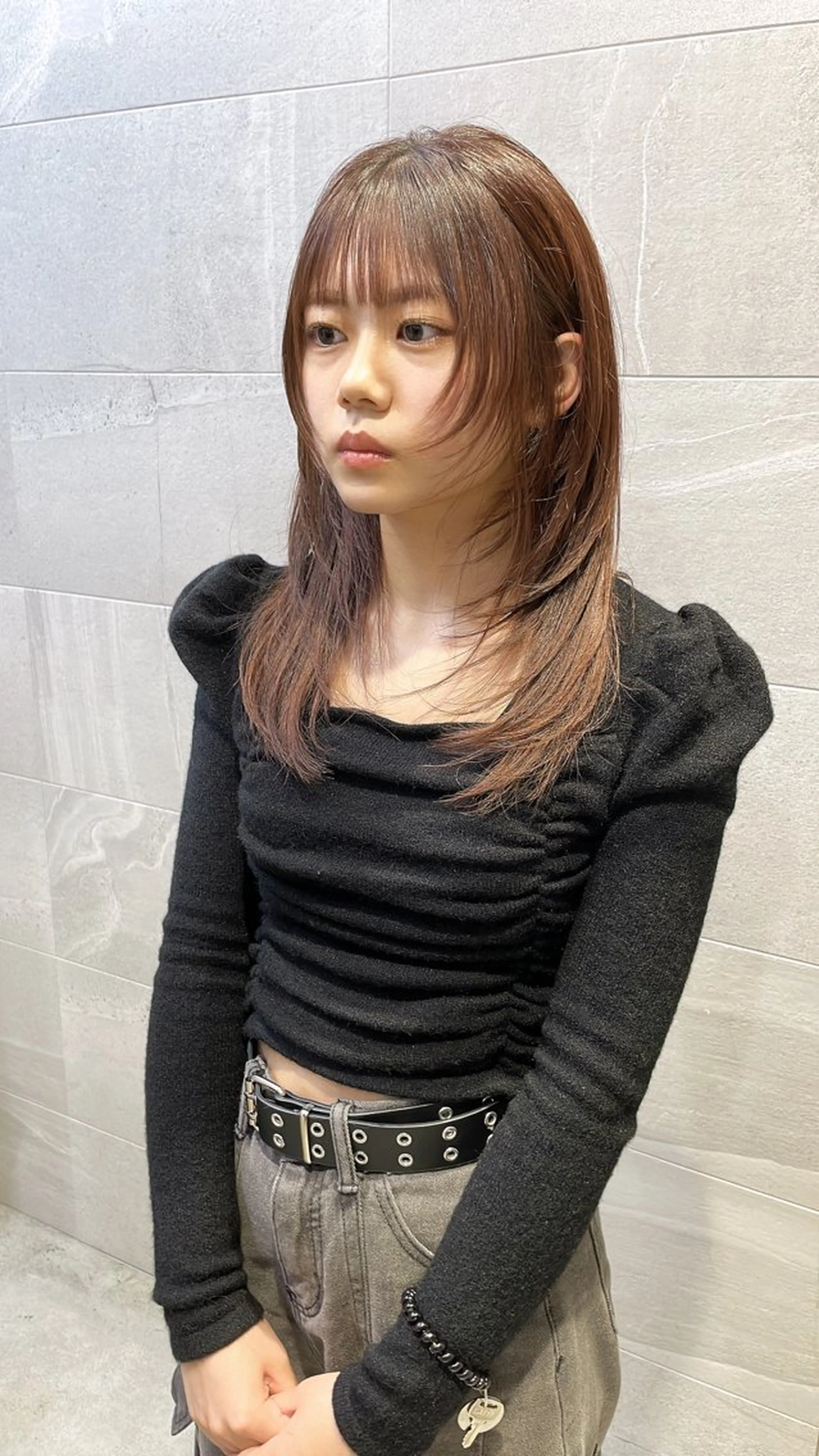 セミロング 顔まわりレイヤー ハイレイヤー レイヤーカット ウルフカット ガレリアエレガンテ栄店所属・ウルフカット/ ハッシュカット/山路のヘアスタイル