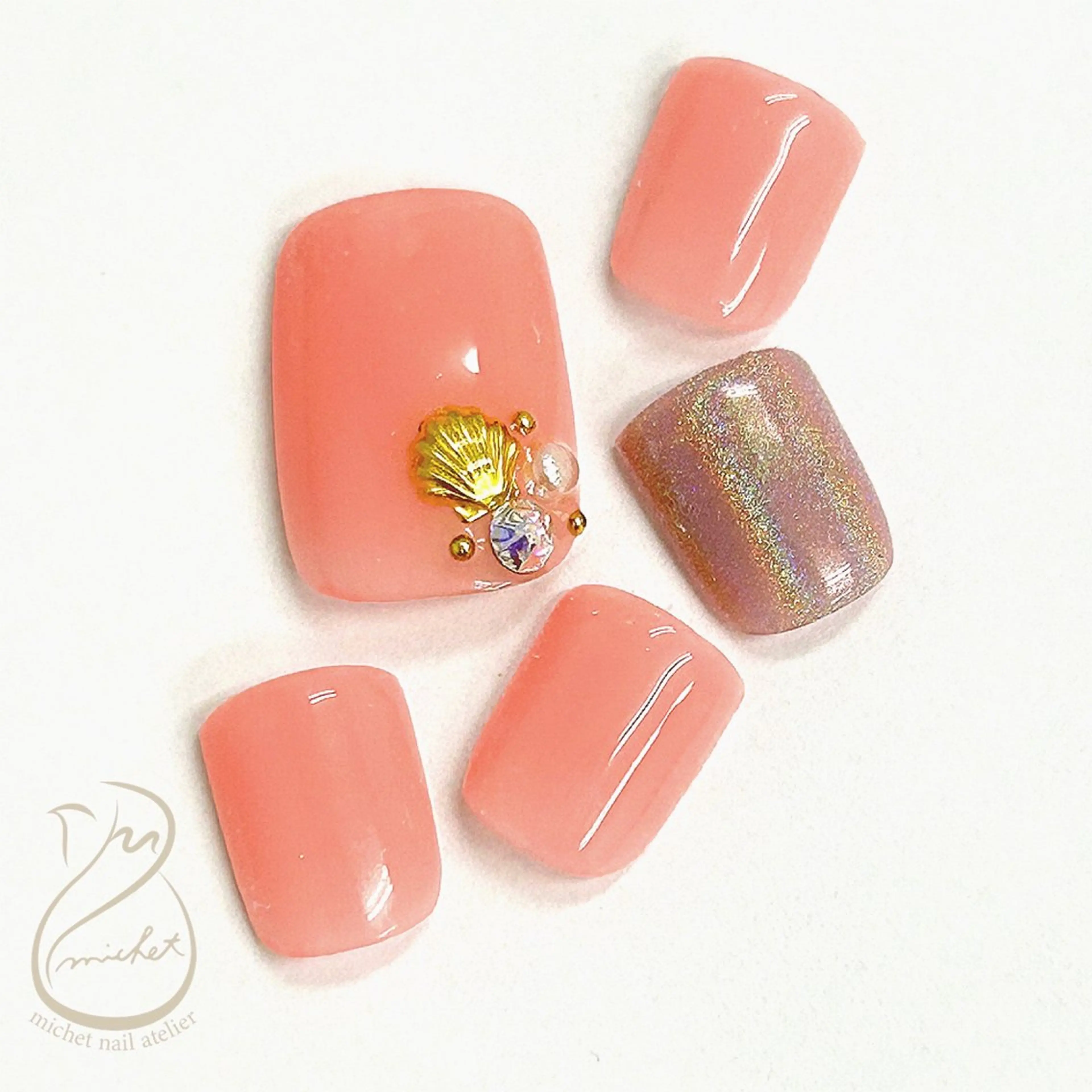 ネイル フットネイル ミラーネイル ワンカラーネイル ピンク 夏ネイル フットネイル h. rikaのネイルデザイン