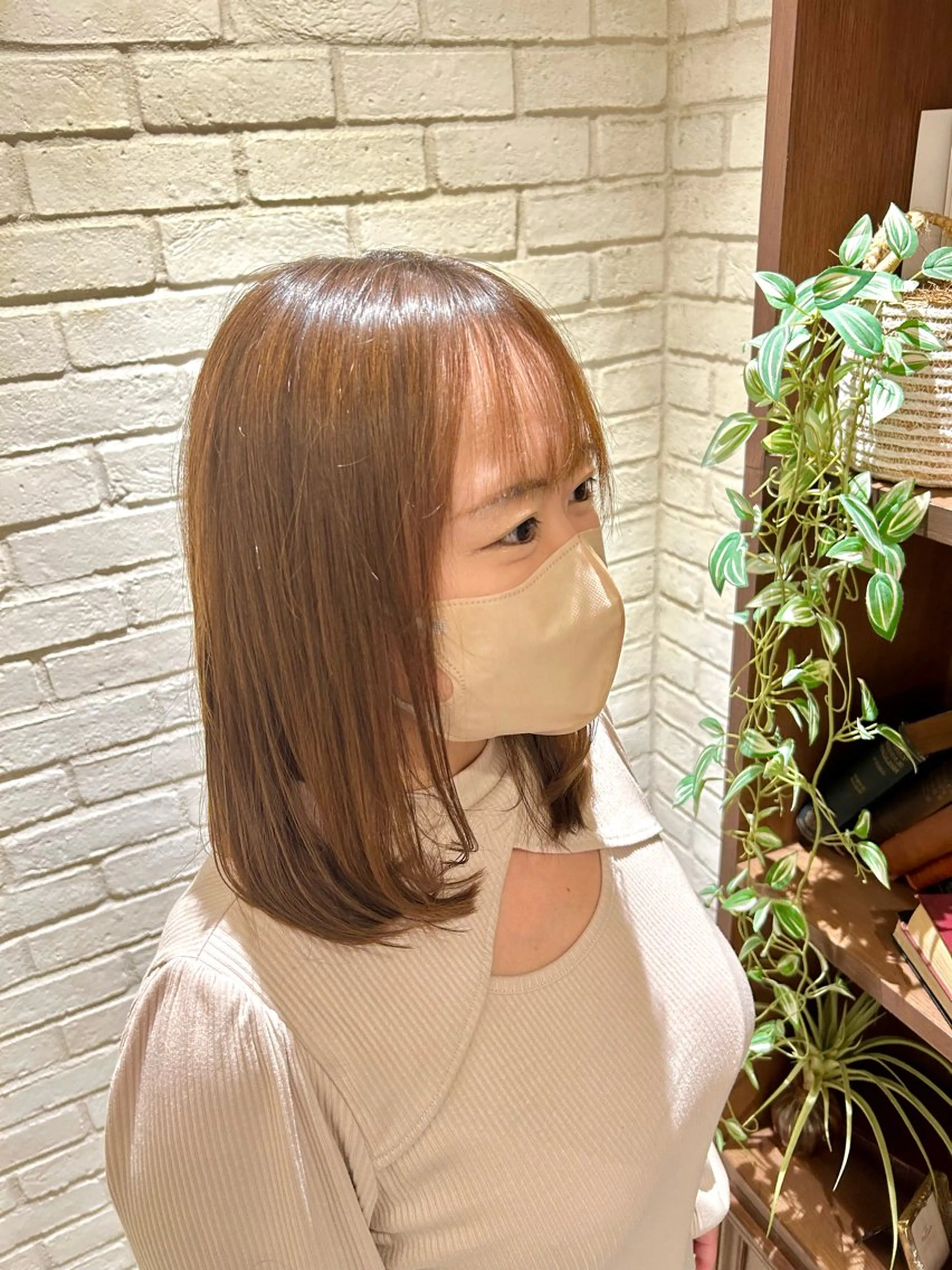 ミディアム 顔周りカット レイヤーカット 宇川 湧也のヘアスタイル