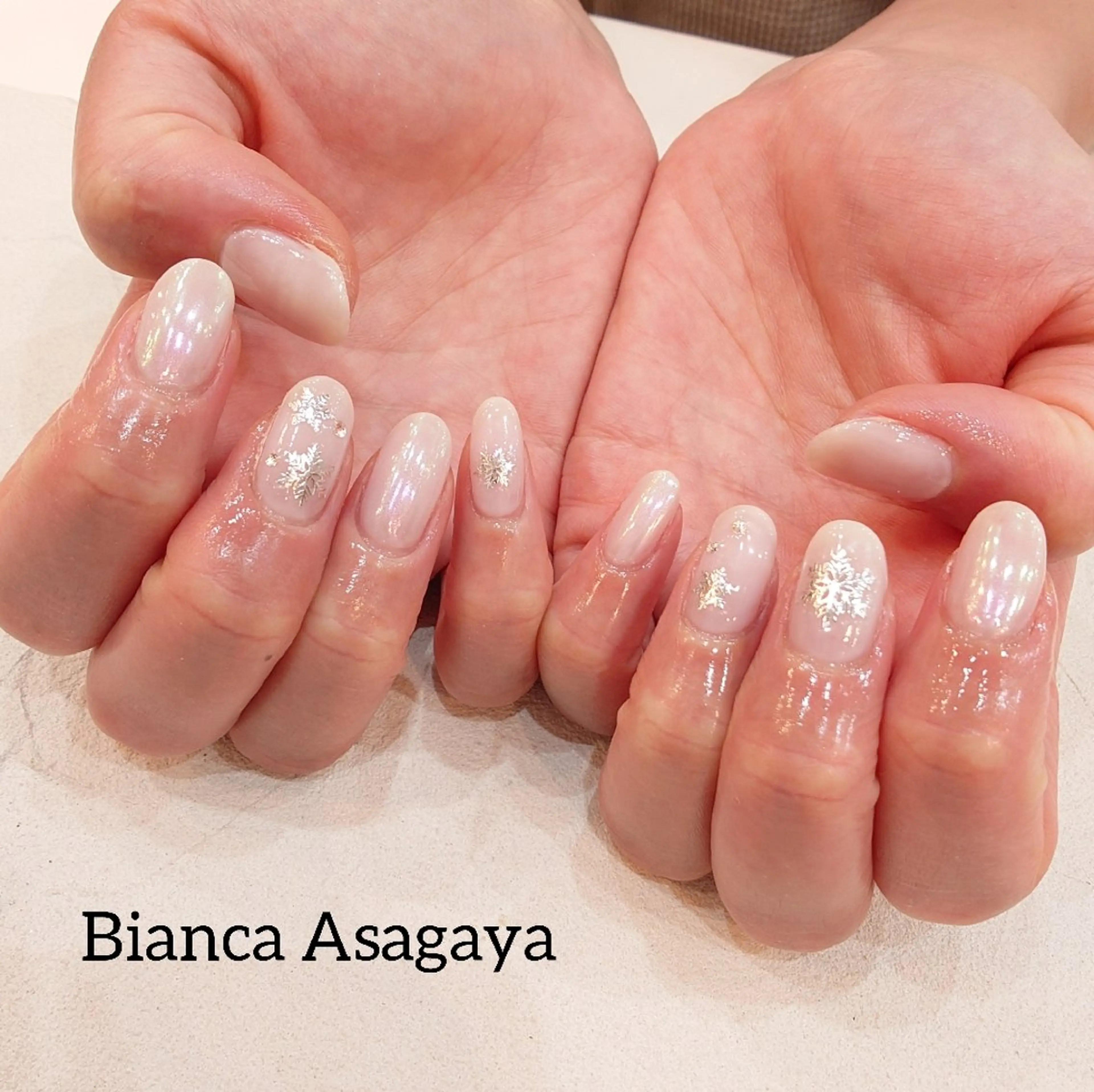 ネイル オーロラネイル ミラーネイル ワンカラーネイル 冬ネイル Bianca TANAKAのネイルデザイン