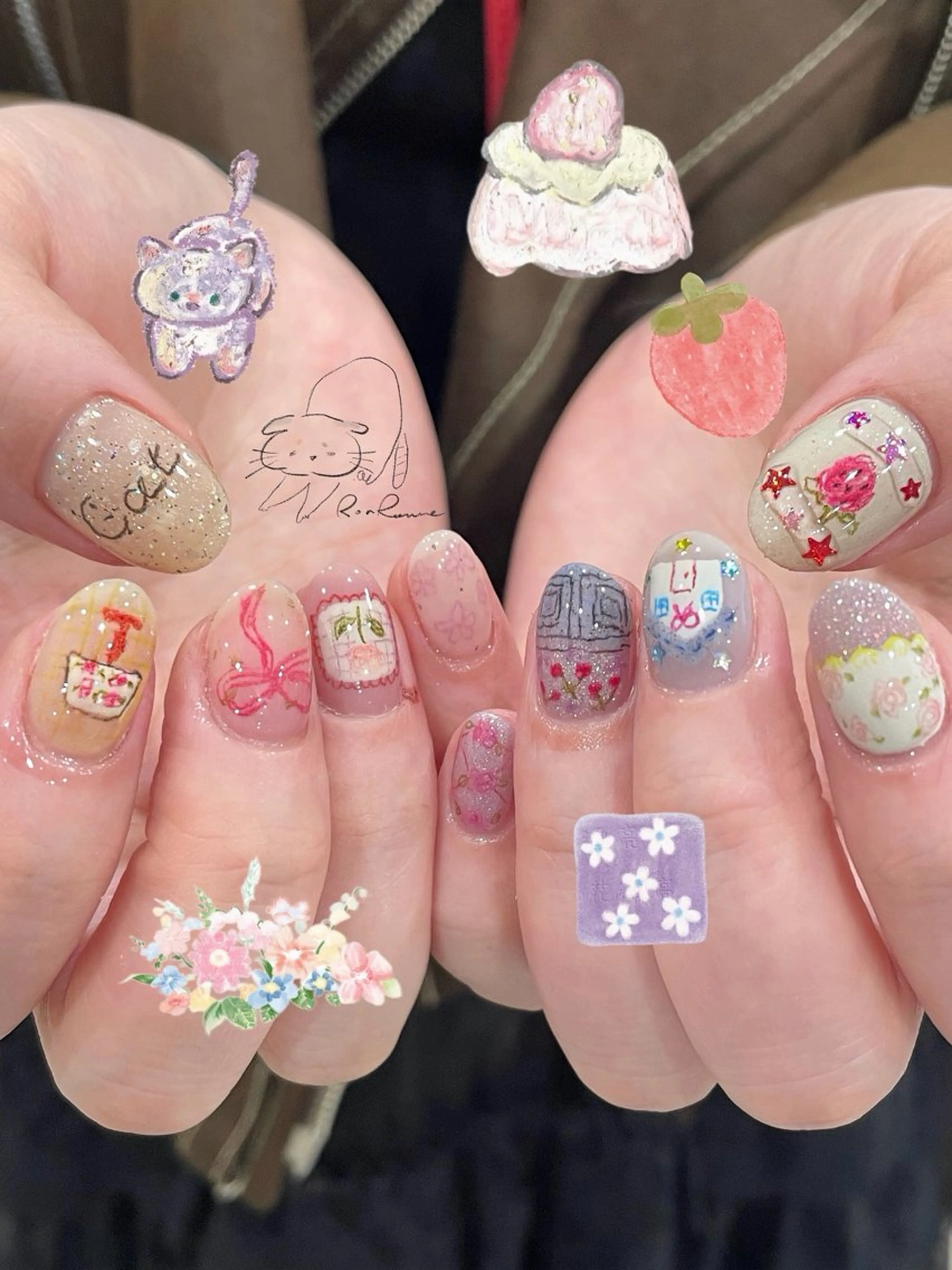 ネイル オーロラネイル 長さ出し フレンチネイル ジェルネイル ミラーネイル ハンドネイル Cho Artネイル所属・ronronne .のネイルデザイン