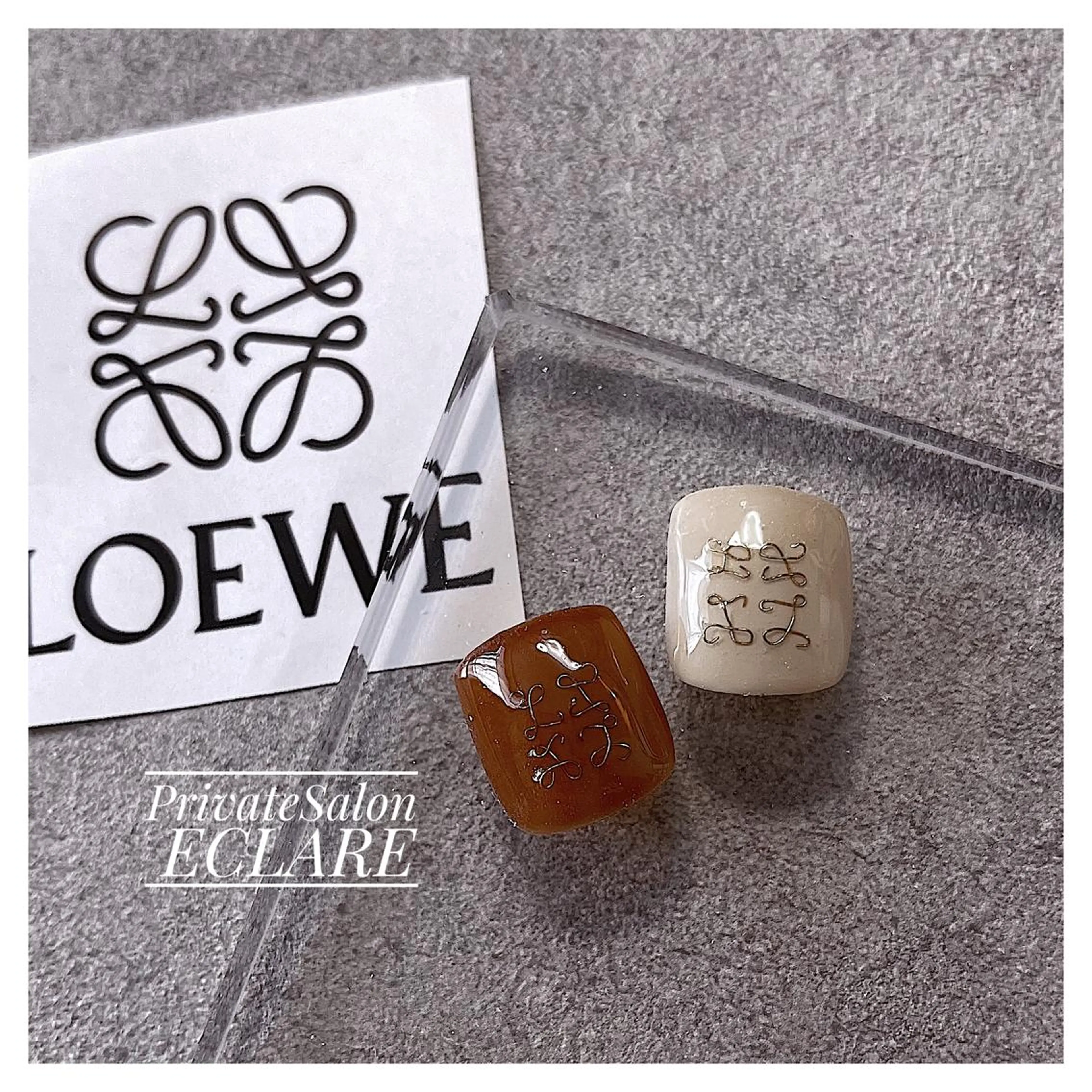 ネイル アートネイル ブラウン フットネイル フレンチネイル ジェルネイル Nail Salon ECLAREのネイルデザイン