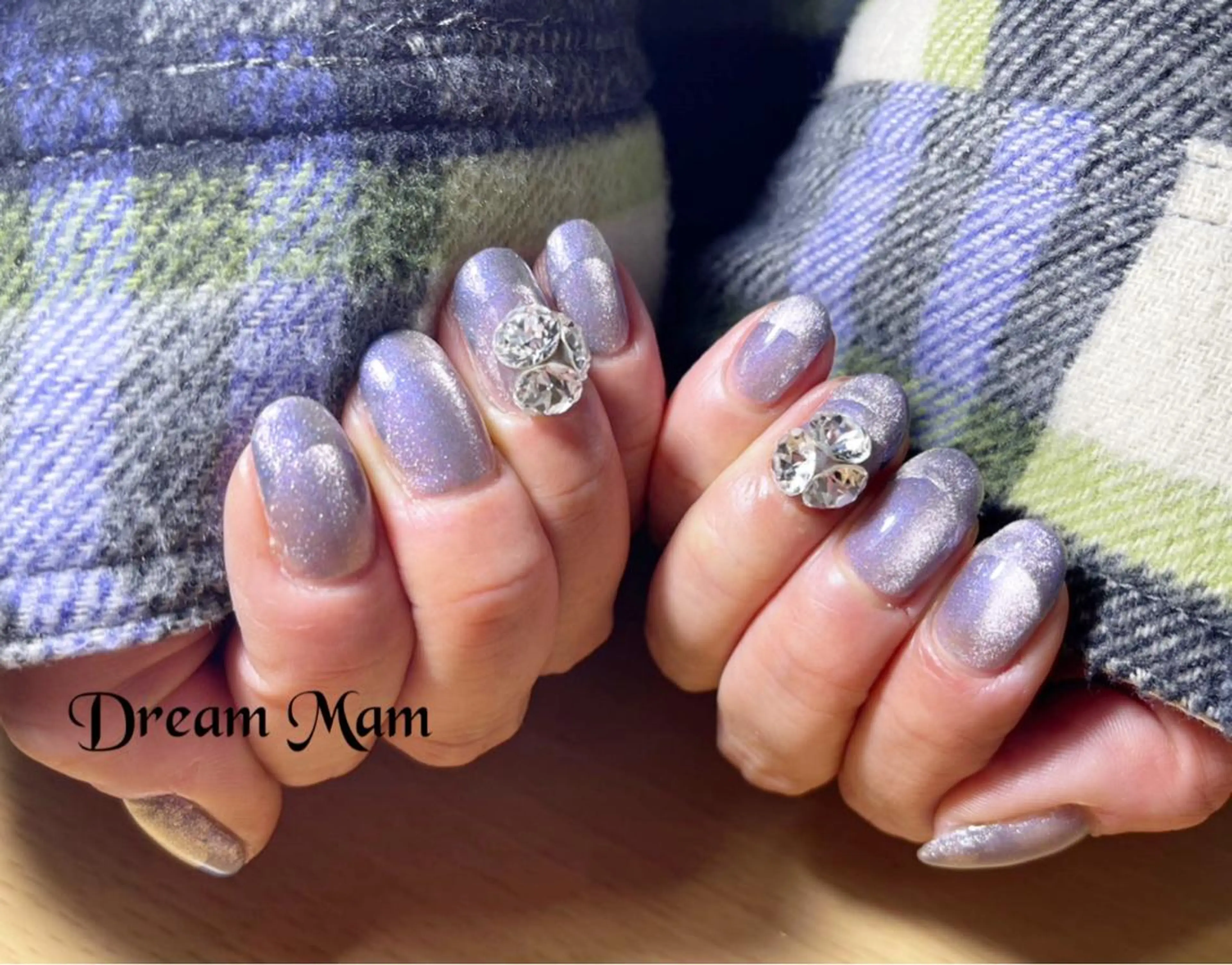 ネイル フレンチネイル ジェルネイル ガラスフレンチ グリーン マグネットネイル ハンドネイル Nail Salon Ｄream Mamのネイルデザイン