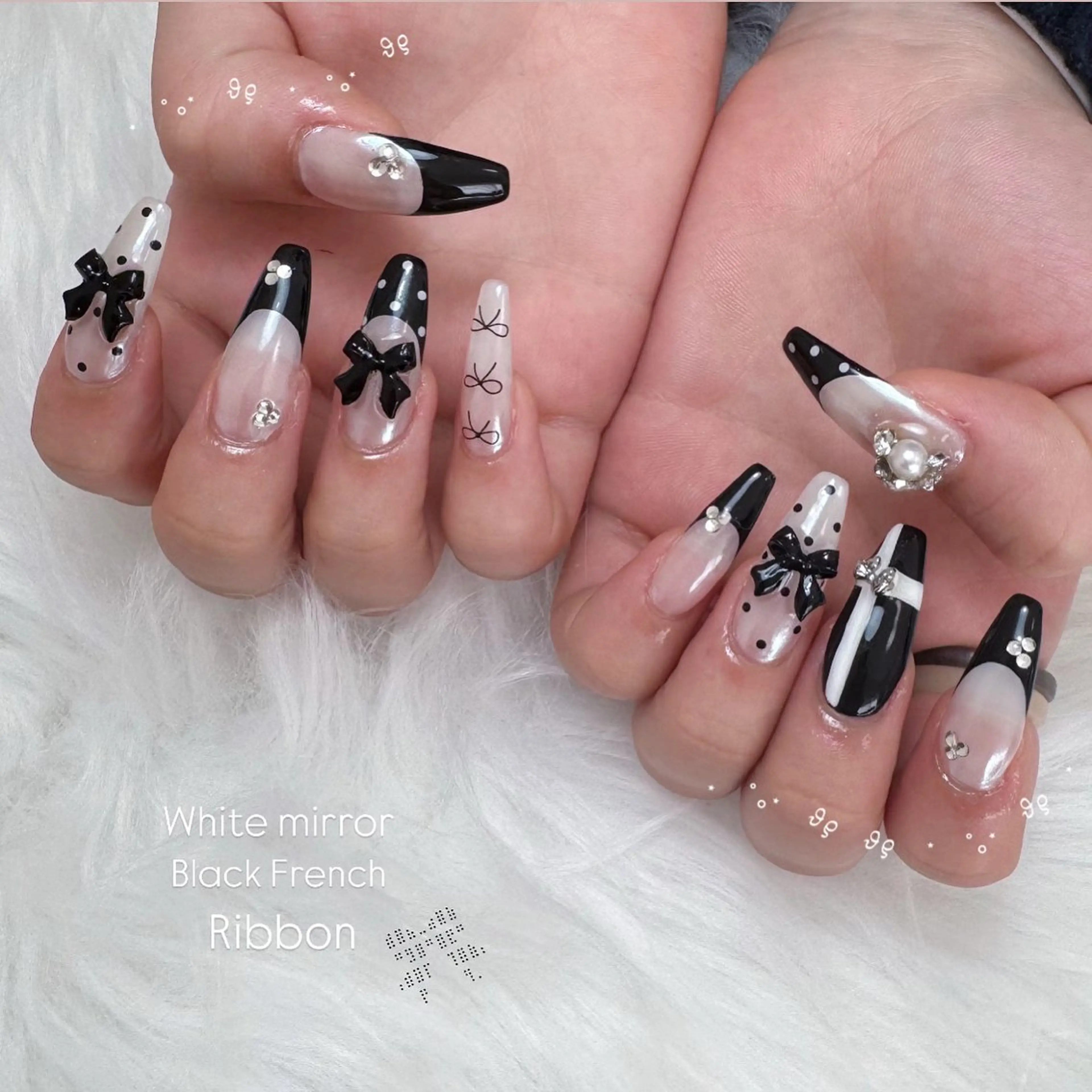 Hand ⛧ᝰ.【オフなし限定】🫧長さだし10本➕持ち込みデザイン　パーツ2個無料🆓の写真