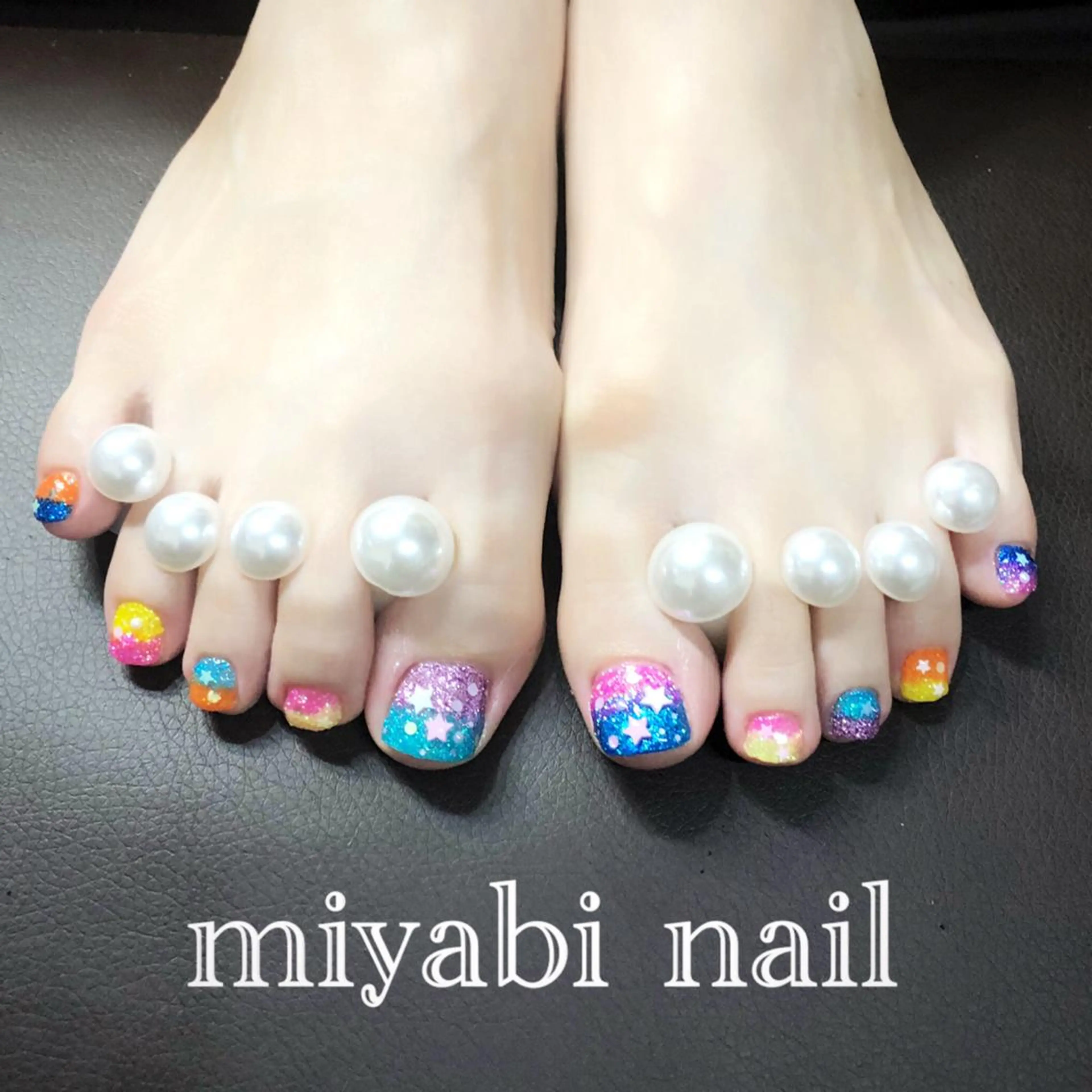 ネイル アートネイル フットネイル ジェルネイル キラキラネイル ラメ(グリッター) miyabi nail 桂川駅近くのネイルデザイン