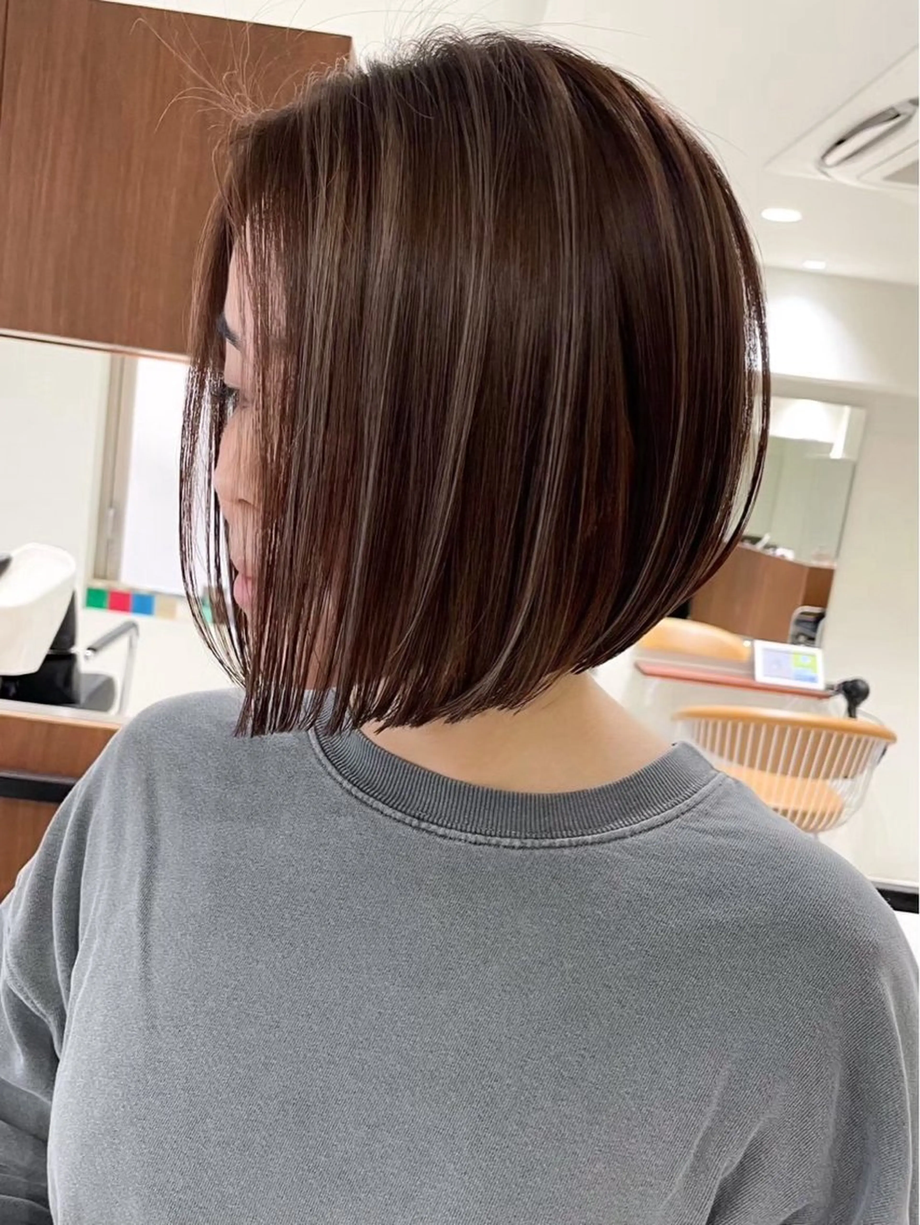 ミディアム カラー ブラウンカラー ハイライトカラー ハイライト ヘアカラー 大森 陽向のヘアスタイル