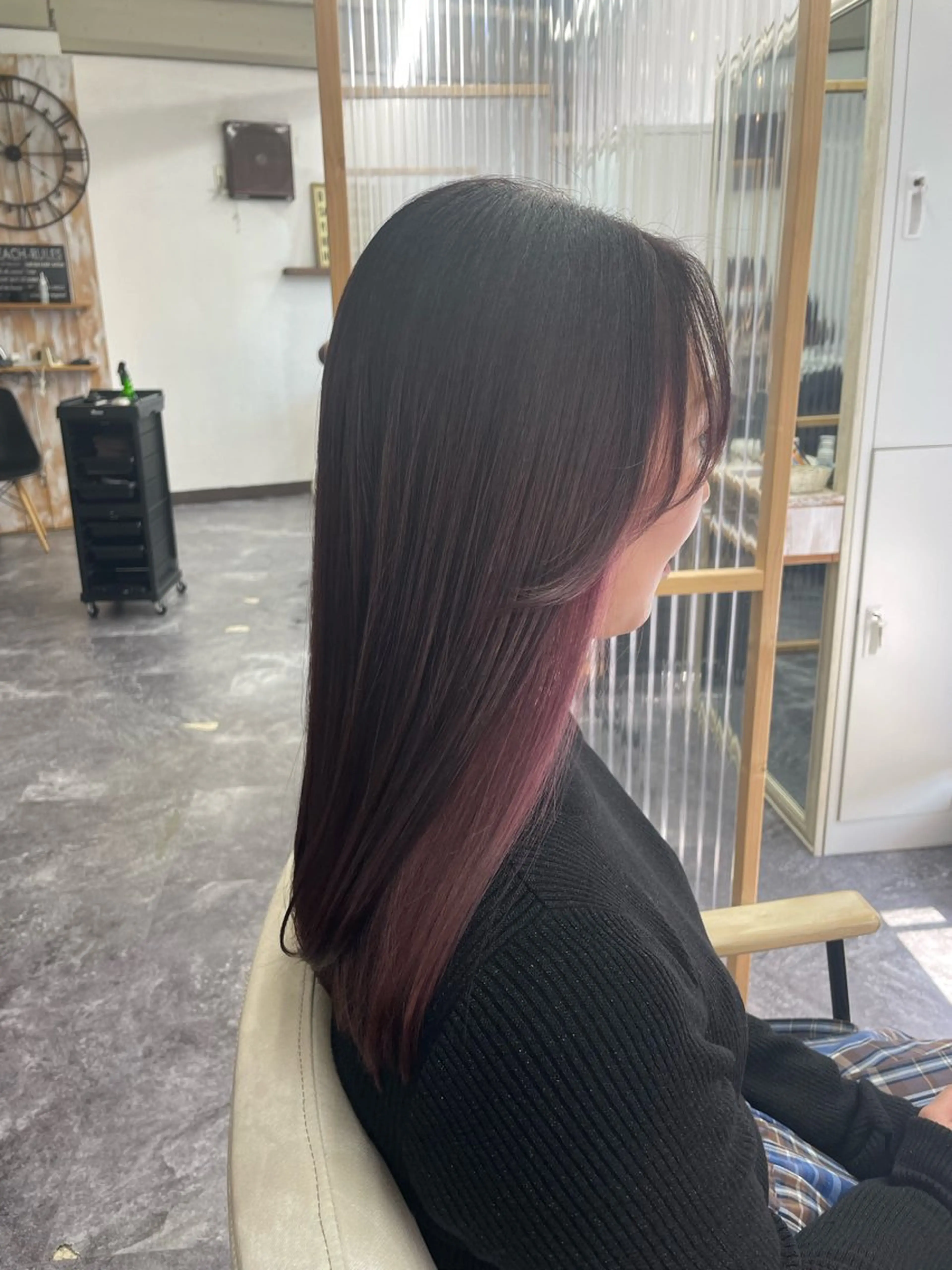 セミロング ピンクラベンダー カット 縮毛矯正 トリートメント SFIDA みつえのヘアスタイル